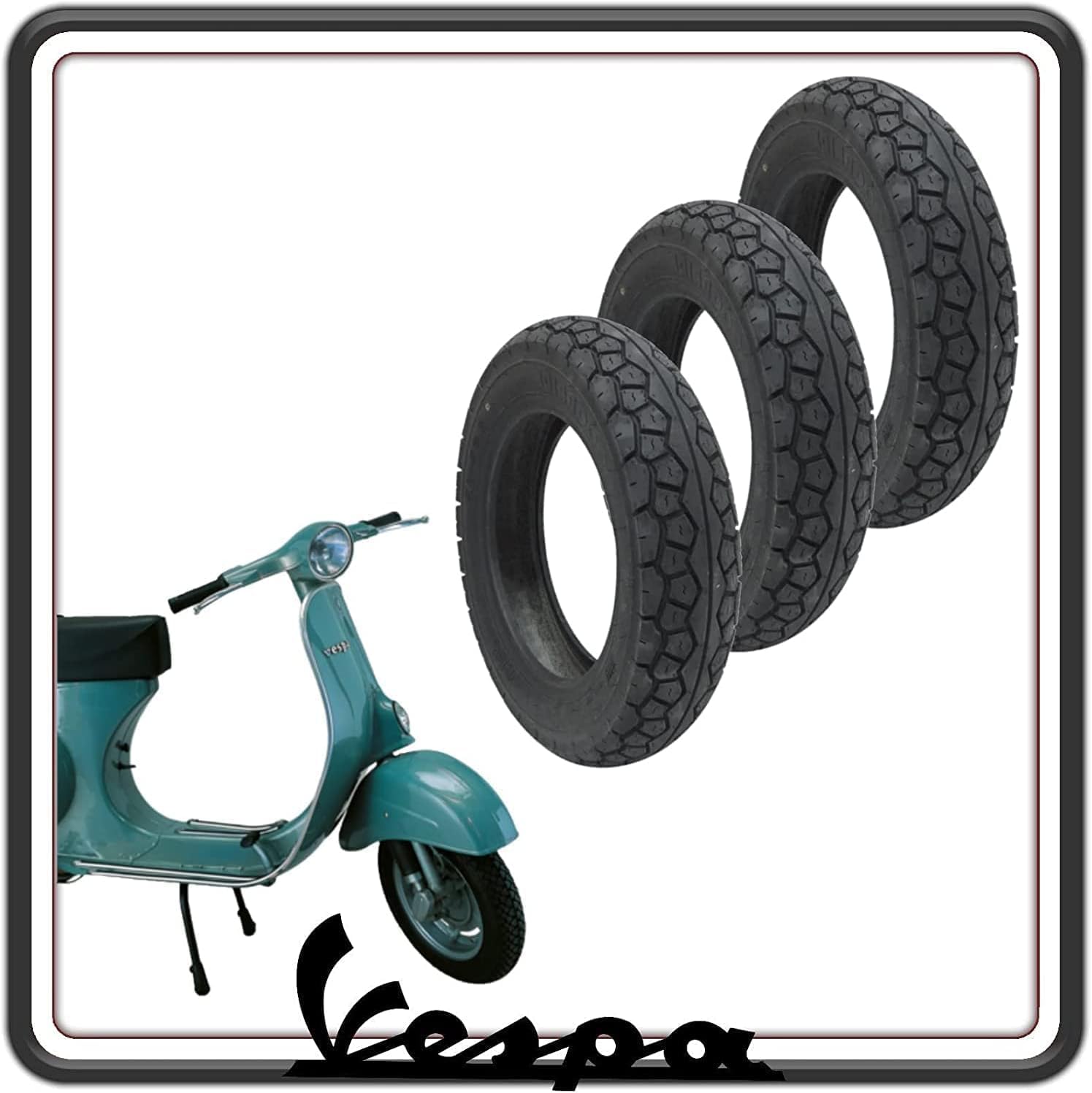 KIT 3 GOMME COPERTONE COPERTONI PNEUMATICO PNEUMATICI MISURA 2.75-9 COMPATIBILI CON PIAGGIO VESPA 50 N - L - R VERSIONE CON FARO TONDO.
