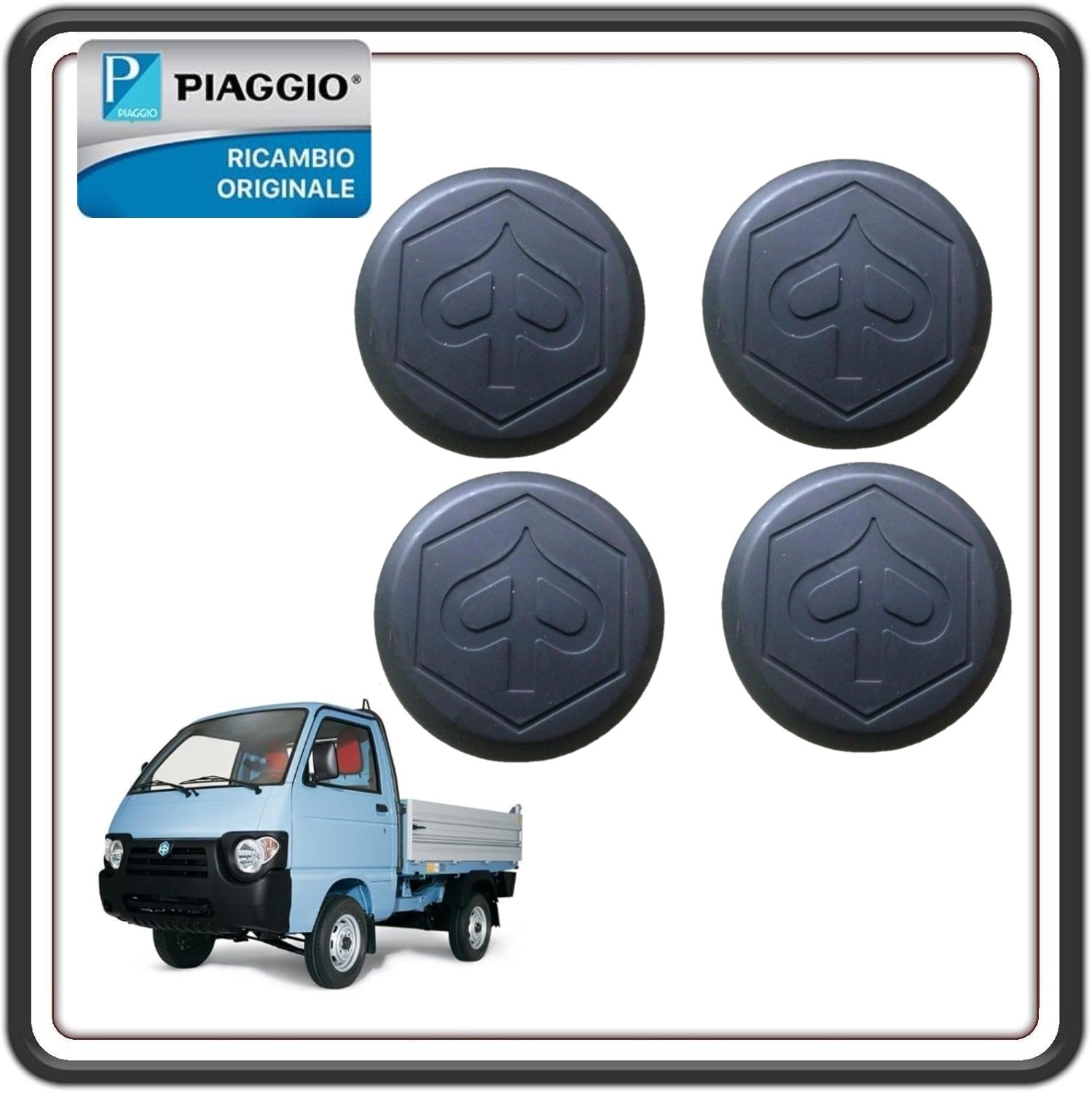 KIT 4 TAPPO TAPPI COPERCHIO COPERCHI MOZZO RUOTA PER PIAGGIO PORTER 1000-1300 16V- PORTER 1200 1400 DIESEL - PORTER MULTITECH - D120 - QUARGO DIESEL ORIGINALE PIAGGIO 658485