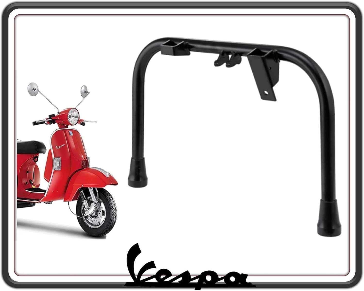 CAVALLETTO CENTRALE COLORE NERO COMPLETO COMPATIBILE PER PIAGGIO VESPA PX 125 150 200 - VESPA ARCOBALENO TUTTI I MODELLI