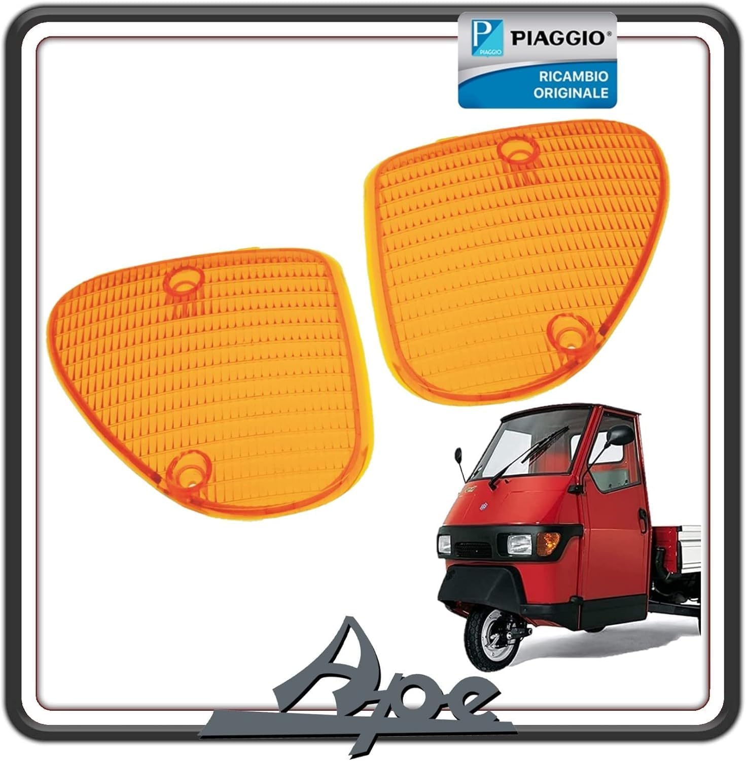 KIT DUE GEMMA GEMME PLASTICA PLASTICHE VETRINO FRECCIA INDICATORE DI DIREZIONE ANTERIORE DESTRA E SINISTRA APE 50 ORIGINALE PIAGGIO 294146 - 294145