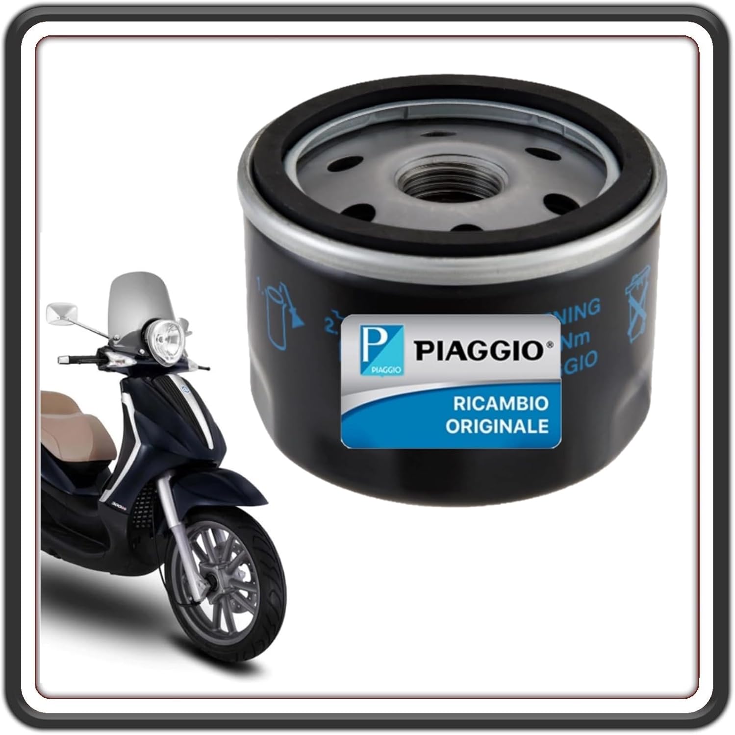 FILTRO OLIO PER PIAGGIO BEVERLY 400/500 - MP3 400-500 - X8 400 - X9 500 - X9 500 EVOLUTION - X10 500 - X EVO 400 ORIGIALE PIAGGIO 1A024459R
