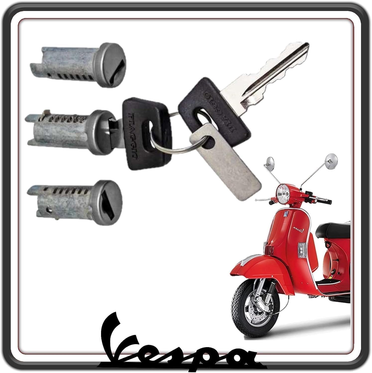 KIT SERRATURA SERRATURE COMPLETO DI 2 CHIAVI PER PIAGGIO VESPA PX 125 - PIAGGIO VESPA PX 150 - VESPA PX 200 - VESPA ARCOBALENO ORIGINALE PIAGGIO 1792925