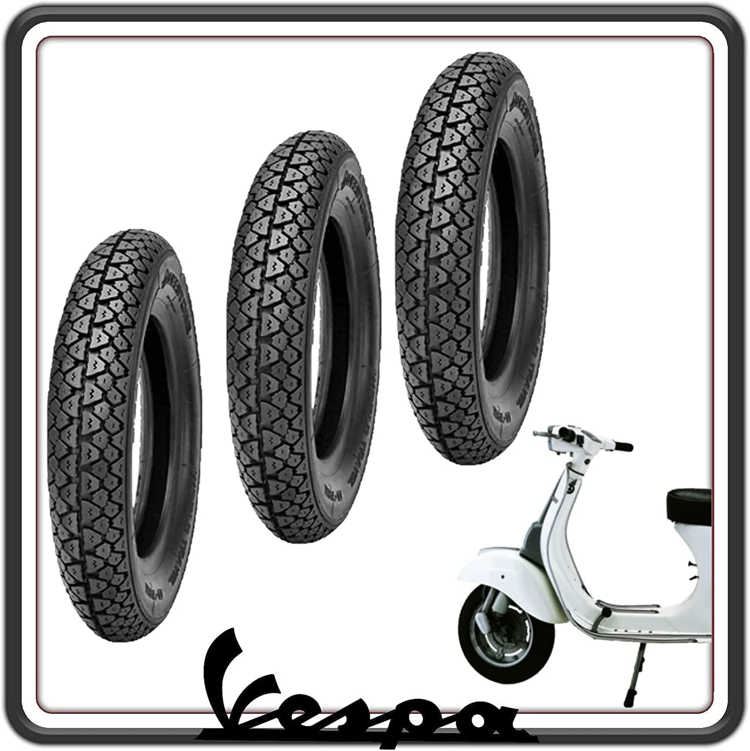 KIT 3 PNEUMATICO PNEUMATICI COPERTONI COPERTONE GOMME GOMMA COPERTURE COMPATIBILI PER PIAGGIO VESPA PK TUTTI I MODELLI - VESPA 50 SPECIAL - ET3-125 PRIMAVERA