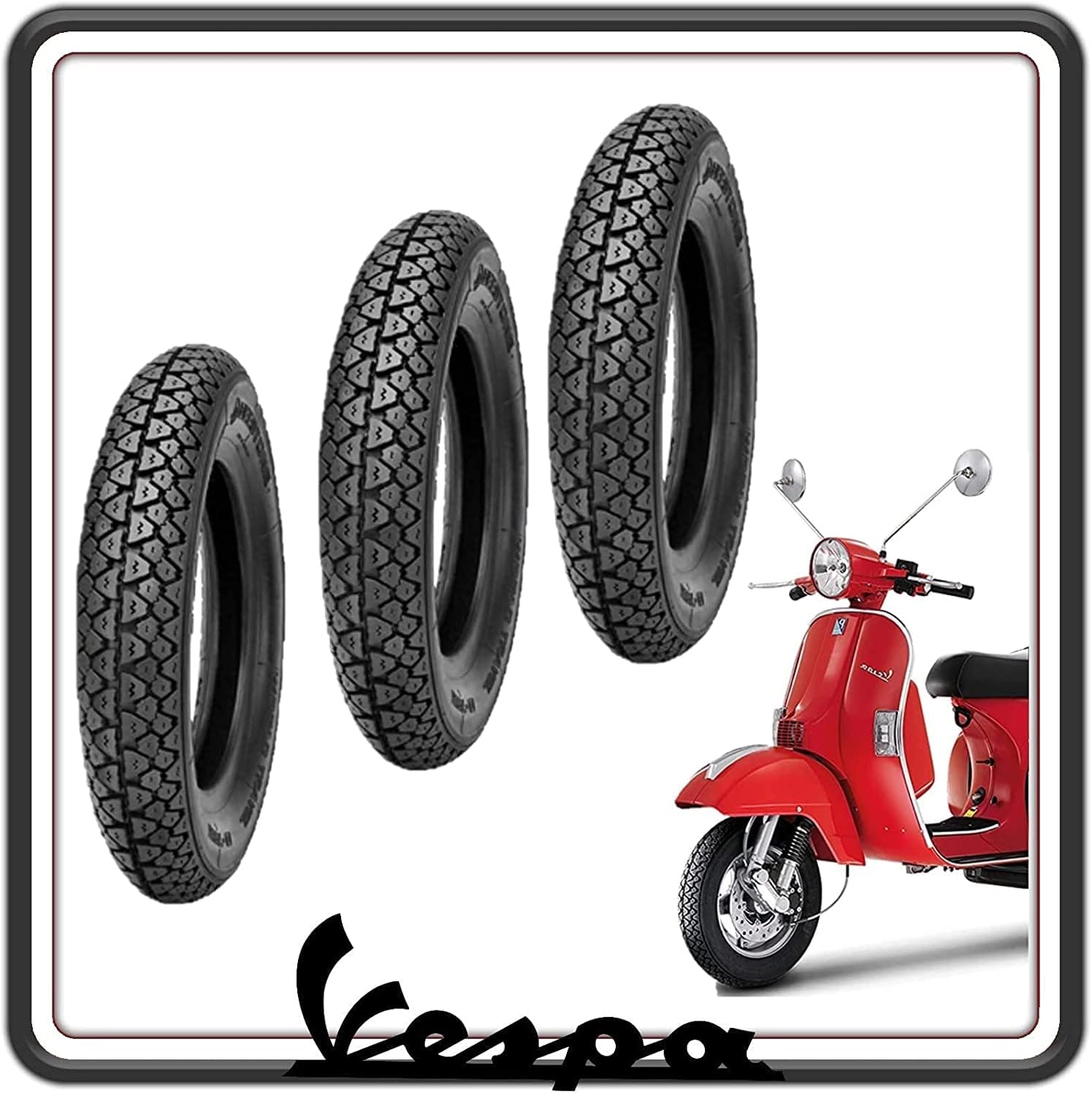 KIT 3 GOMME COPERTONE COPERTONI PNEUMATICI BATTISTRADA COPERTURA COPERTURE COMPATIBILI PER PIAGGIO VESPA PX TUTTI I MODELLI - VESPONE - VESPA ARCOBALENO – PIAGGIO APE 50 TUTTE LE VERSIONI.