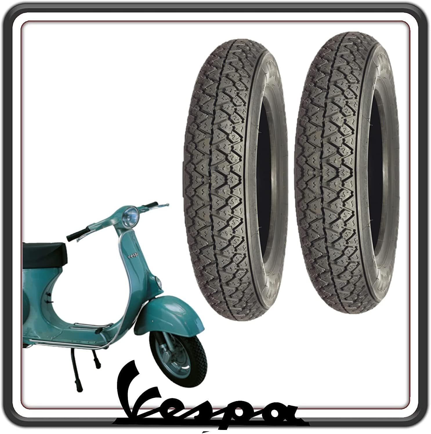 KIT 2 GOMME COPERTONE COPERTONI PNEUMATICI BATTISTRADA COPERTURA COPERTURE COMPATIBILI PER PIAGGIO VESPA 50 N - L - R CON FARO TONDO 2.75 -9
