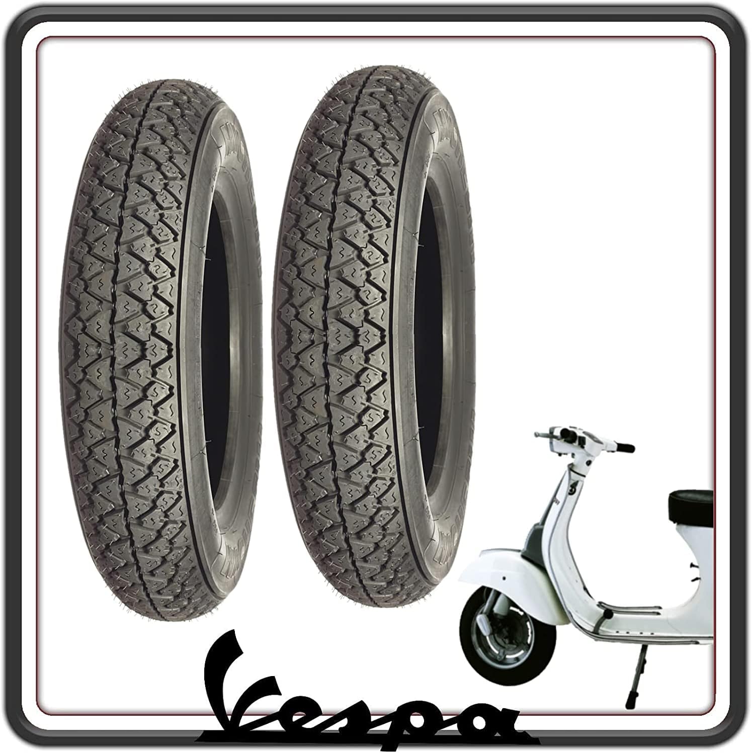 KIT 2 GOMME COPERTONE COPERTONI PNEUMATICI BATTISTRADA COPERTURA COPERTURE COMPATIBILI PER PIAGGIO VESPA 125 PRIMAVERA - VESPA 50 SPECIAL - VESPA PK TUTTI I MODELLI - VESPA ET3.