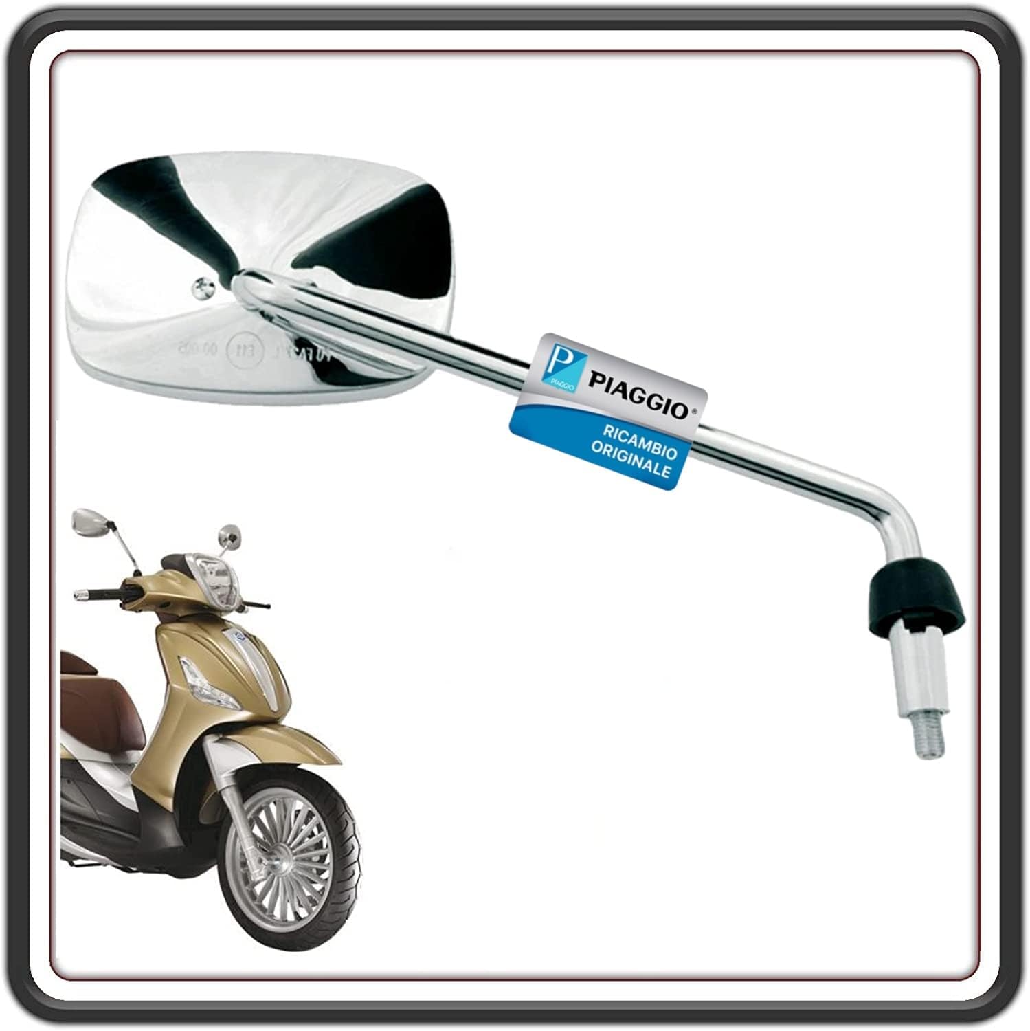 SPECCHIO SPECCHIETTO RETROVISORE DESTRO CROMATO PER PIAGGIO BEVERLY 125 FINO AL 2010 - BEVERLY 250 FINO AL 2009 – PIAGGIO BEVERLY 300 FINO AL 2010-400 FINO AL 2010 - BEVERLY 500 FINO AL 2010 ORIGINALE PIAGGIO CM071905