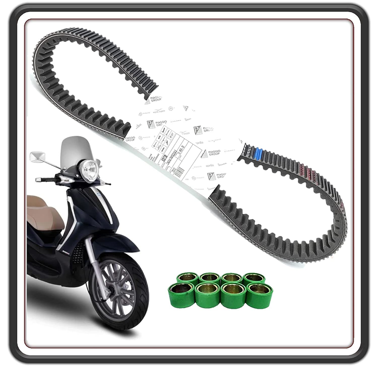 CINGHIA TRASMISSIONE PER PIAGGIO BEVERLY 400 - PIAGGIO BEVERLY 400 TOURER COMPLETA DI RULLI ORIGINALI PIAGGIO 849914+832738