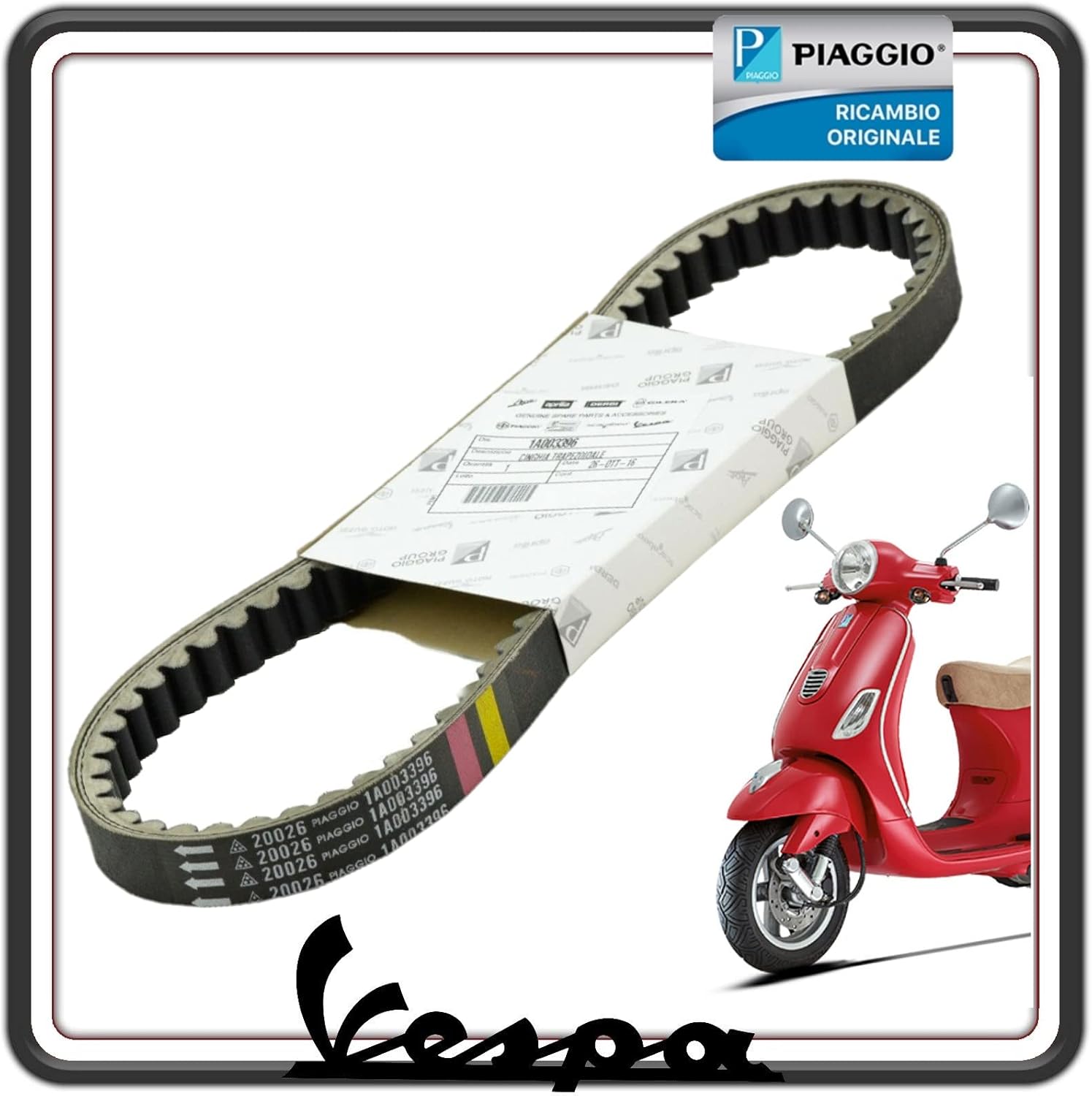 CINGHIA TRASMISSIONE PER PIAGGIO VESPA SPRINT 4T 125 DAL 2014 AL 2019 - LIBERTY 4T 3V 125 DAL 2013 AL 2017 - VESPA PRIMAVERA 4T 3V 125 DAL 2013 AL 2019 - VESPA LX 125 DAL 2013 AL 2018 ORIGINALE PIAGGIO 1A003396
