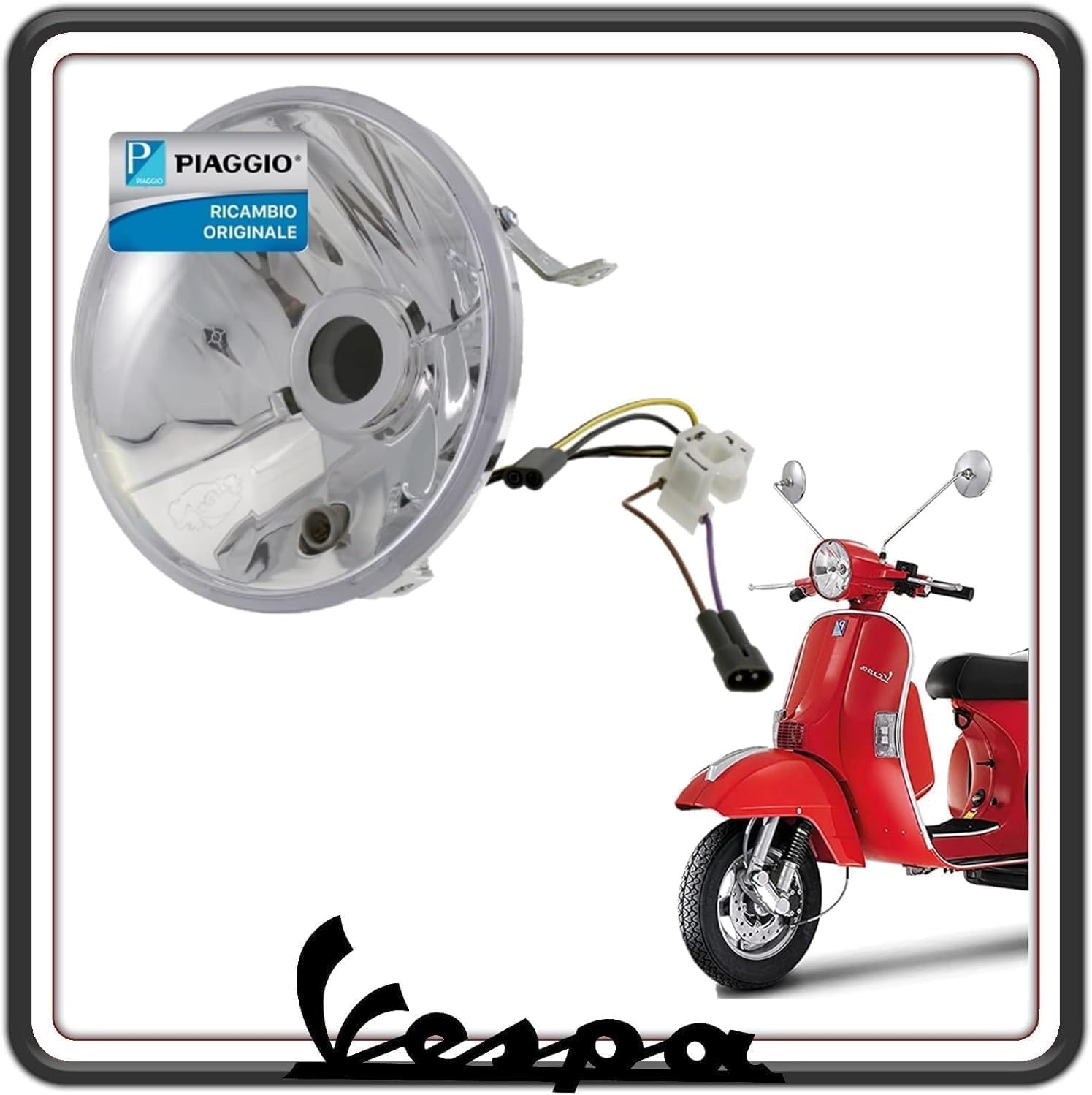 FARO PROIETTORE GRUPPO OTTICO FANALE ANTERIORE VESPA PX 125-150 - 200 TUTTE LE VERSIONI DAL 1998 IN POI ORIGINALE PIAGGIO 582946