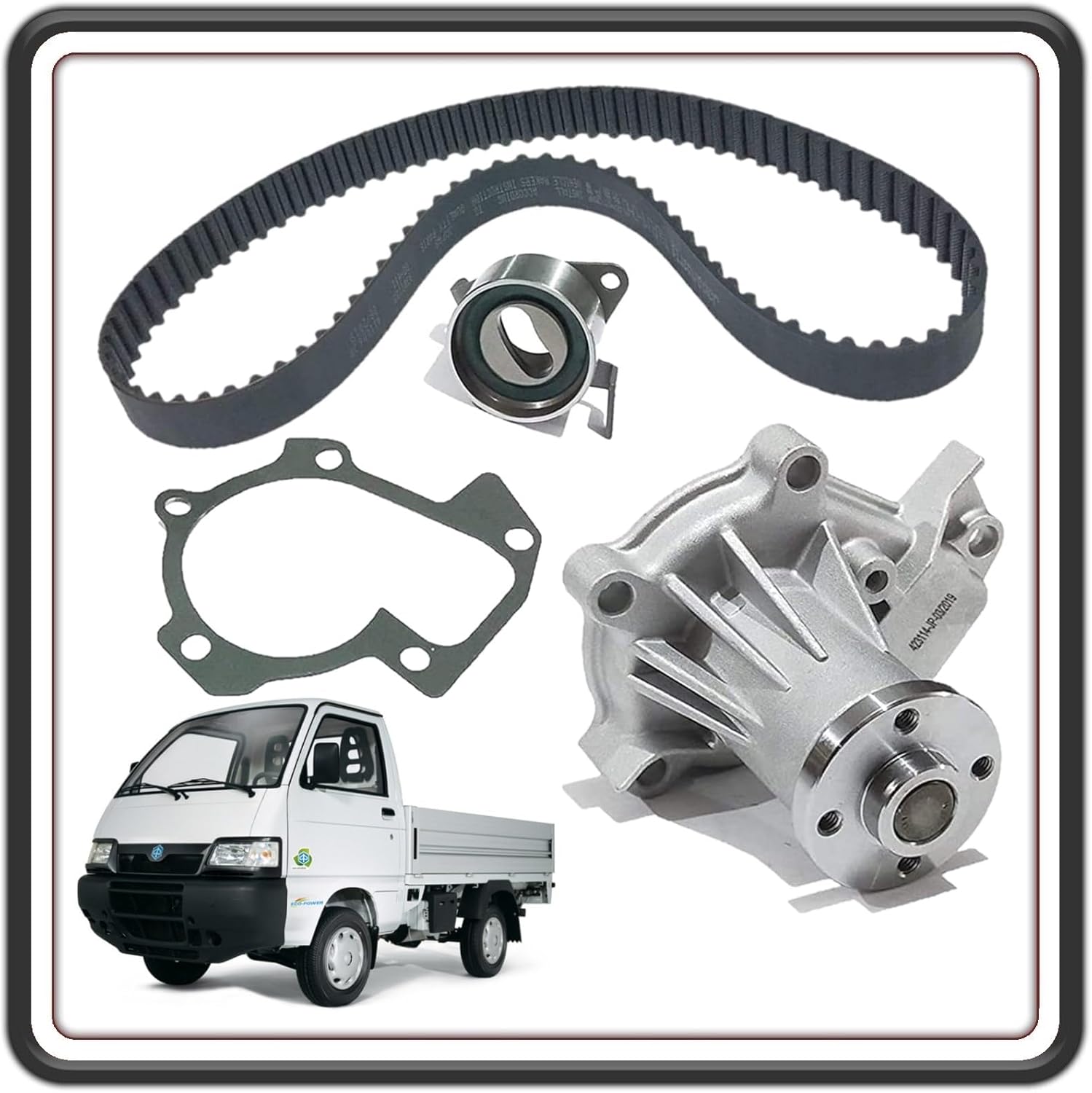 KIT CINGHIA TRASMISSIONE DISTRIBUZIONE COMPLETO DI POMPA ACQUA COMPATIBILE PER PIAGGIO PORTER 1300 16V FINO AL 2009 MOTORE DAIHATSU 48 KW.