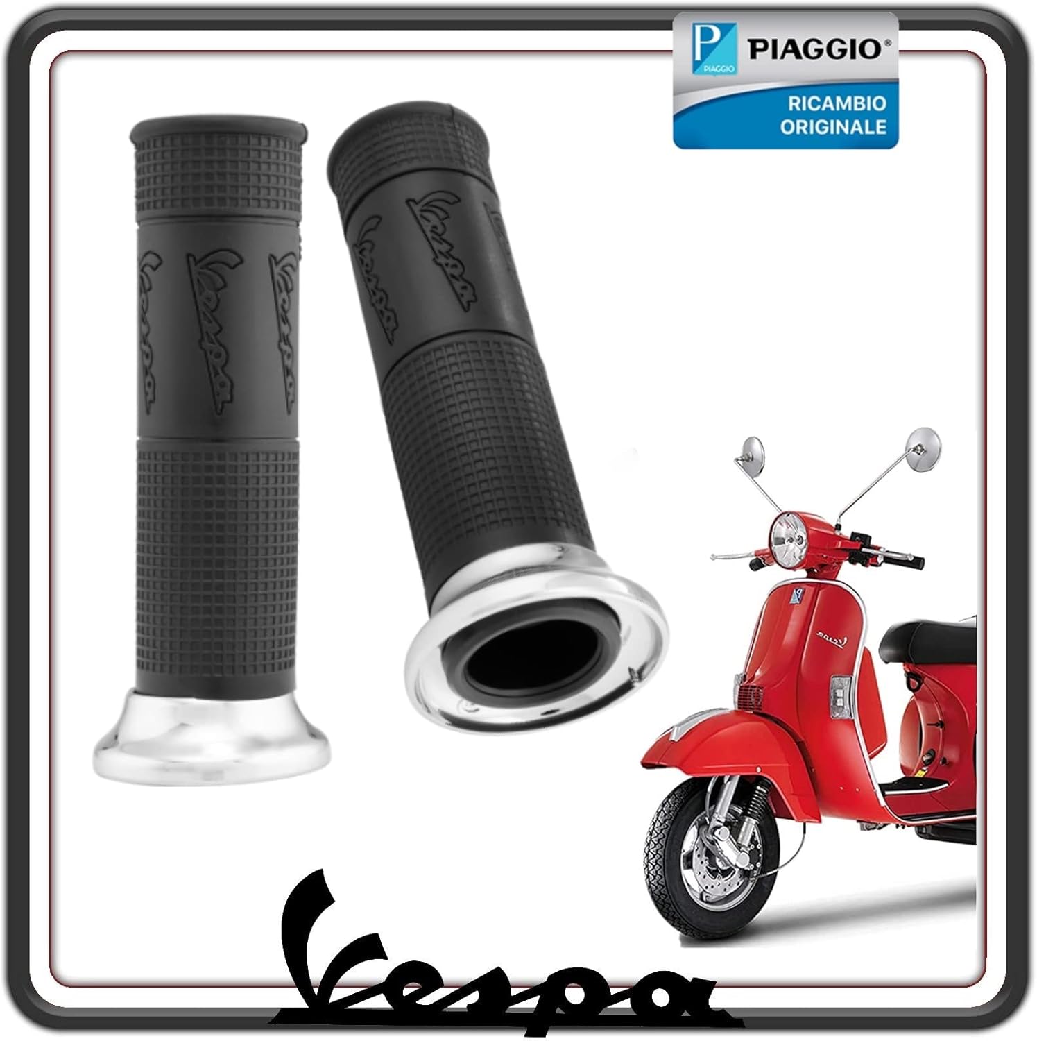 KIT COPPIA 2 MANOPOLA MANOPOLE ORIGINALI PIAGGIO PER VESPA PX 125 150 200 - VESPA ARCOBALENO ORIGINALI PIAGGIO CM083805+CM083806