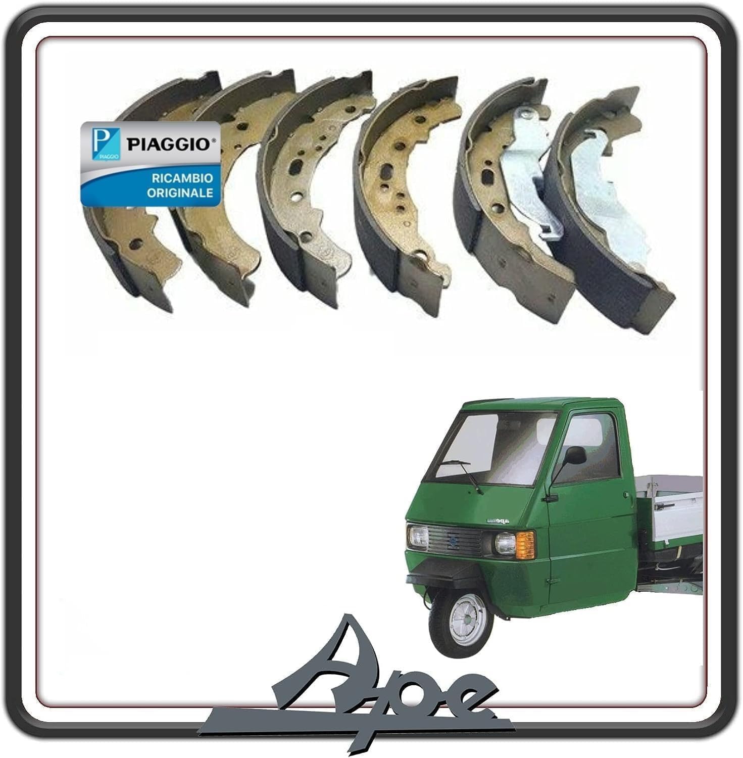 KIT GANASCE CEPPI FRENO FRENI COMPLETO ANTERIORE E POSTERIORE PER PIAGGIO APE TM 703 - APE 602 BENZINA O DIESEL ORIGINALE PIAGGIO 154991