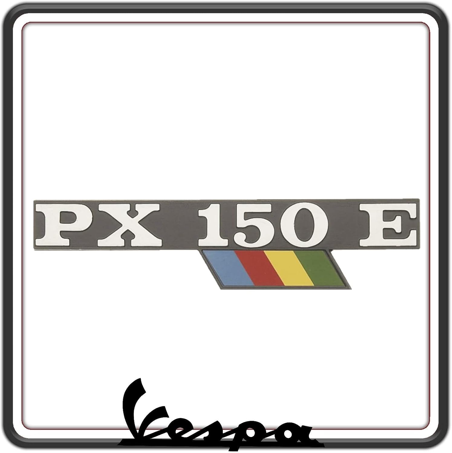 TARGHETTA SCRITTA LOGO LATERALE PER VESPA PX 150 E.