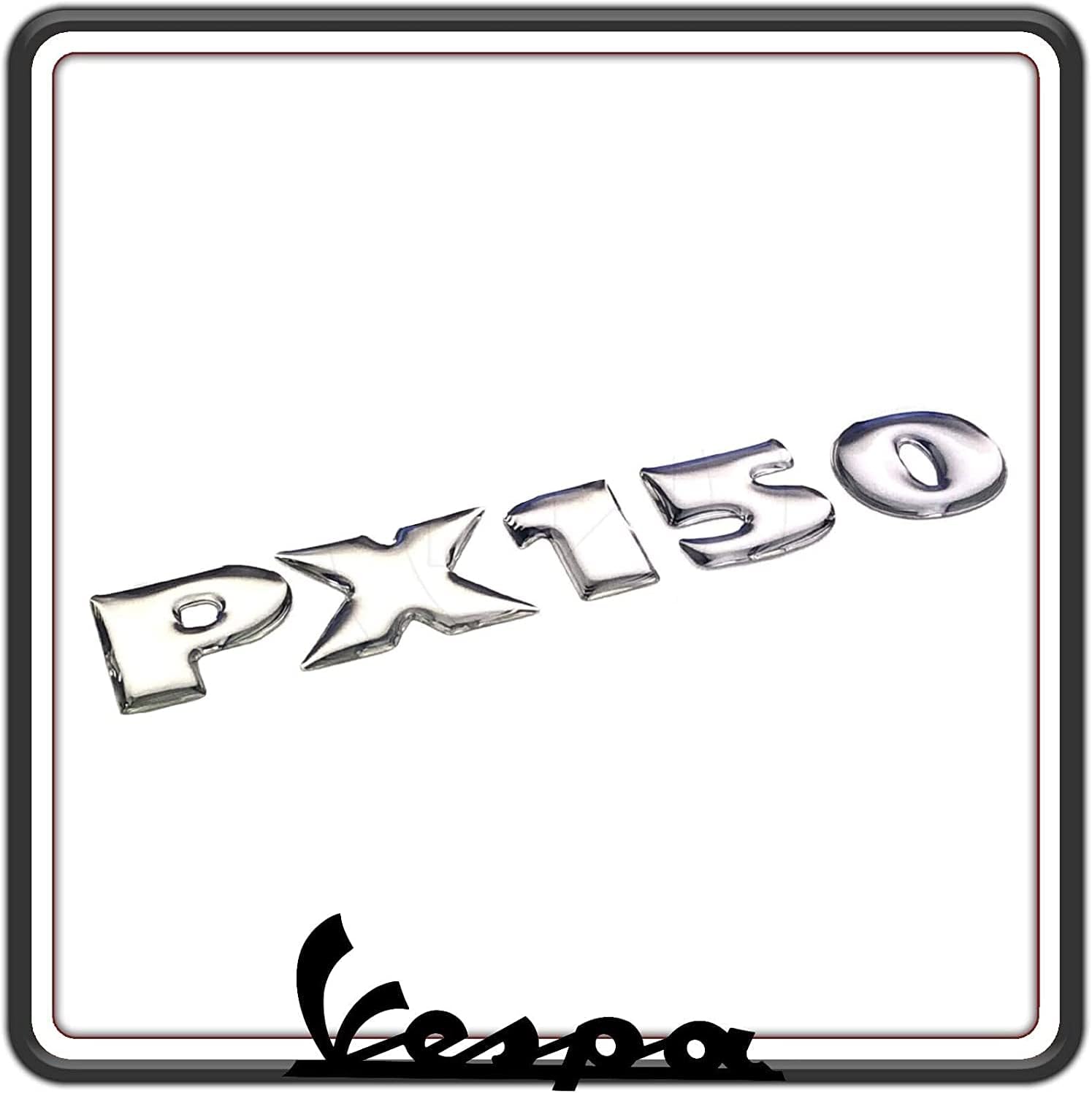 TARGHETTA SCRITTA LOGO STEMMA ADESIVA PX 150 COFANO LATERALE PER VESPA PX TUTTI I MODELLI