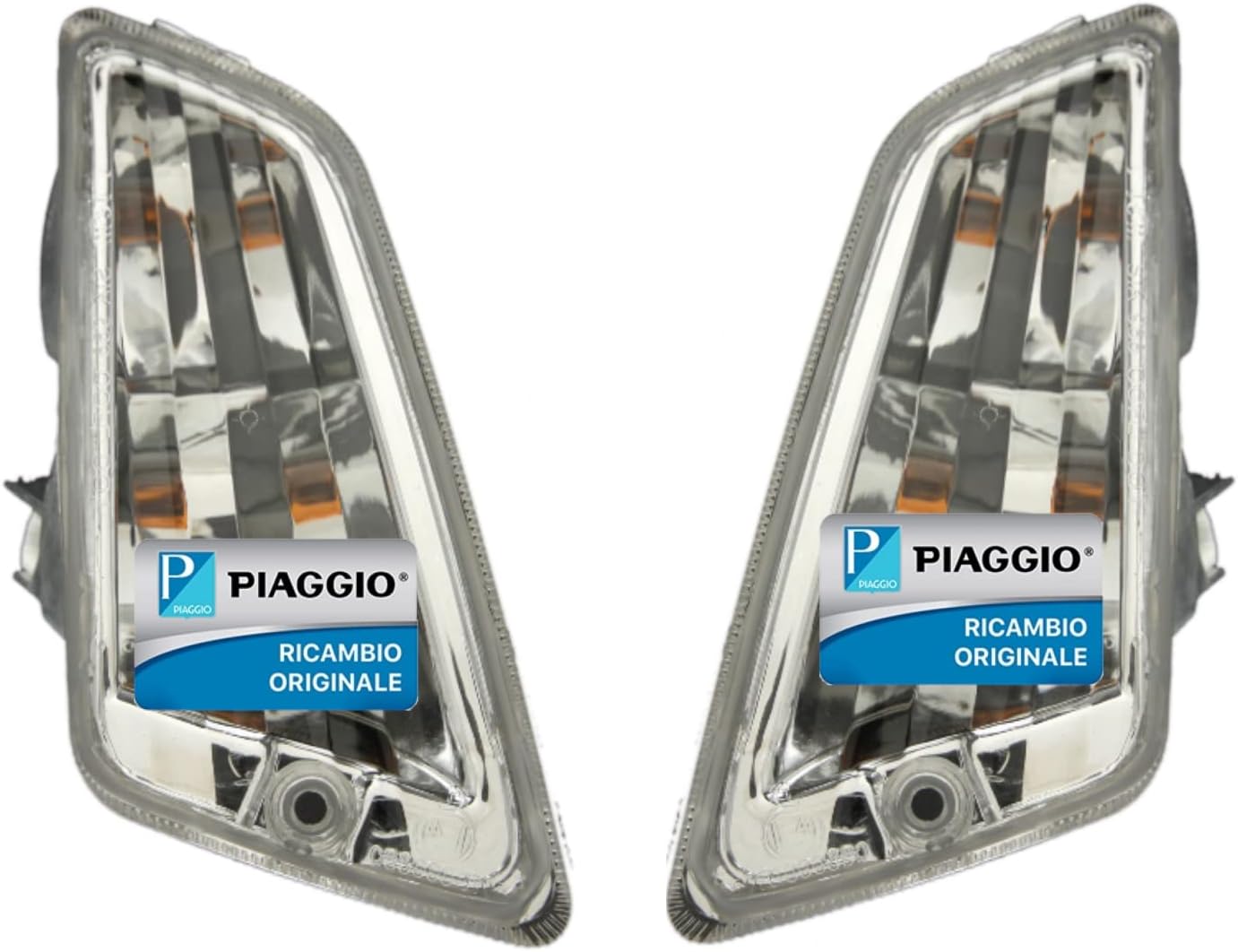 KIT COPPIA DUE FRECCIA INDICATORE DI DIREZIONE FRECCE ANTERIORI SINISTRA + DESTRA PER PIAGGIO VESPA GTS 125 250 300 - GT 125 200 - GTV 125 250 300 ORIGINALE PIAGGIO 584971 + 584970