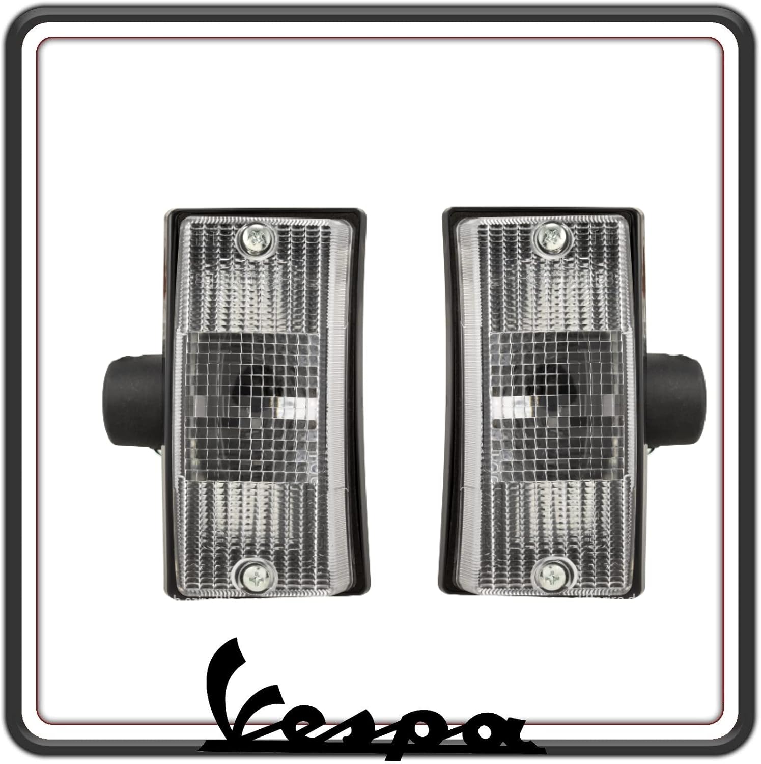 KIT COPPIA DUE FANALINO FANALINI FRECCIA FRECCE INDICATORE DI DIREZIONE ANTERIORI BIANCHI PER VESPA PX - VESPA ARCOBALENO