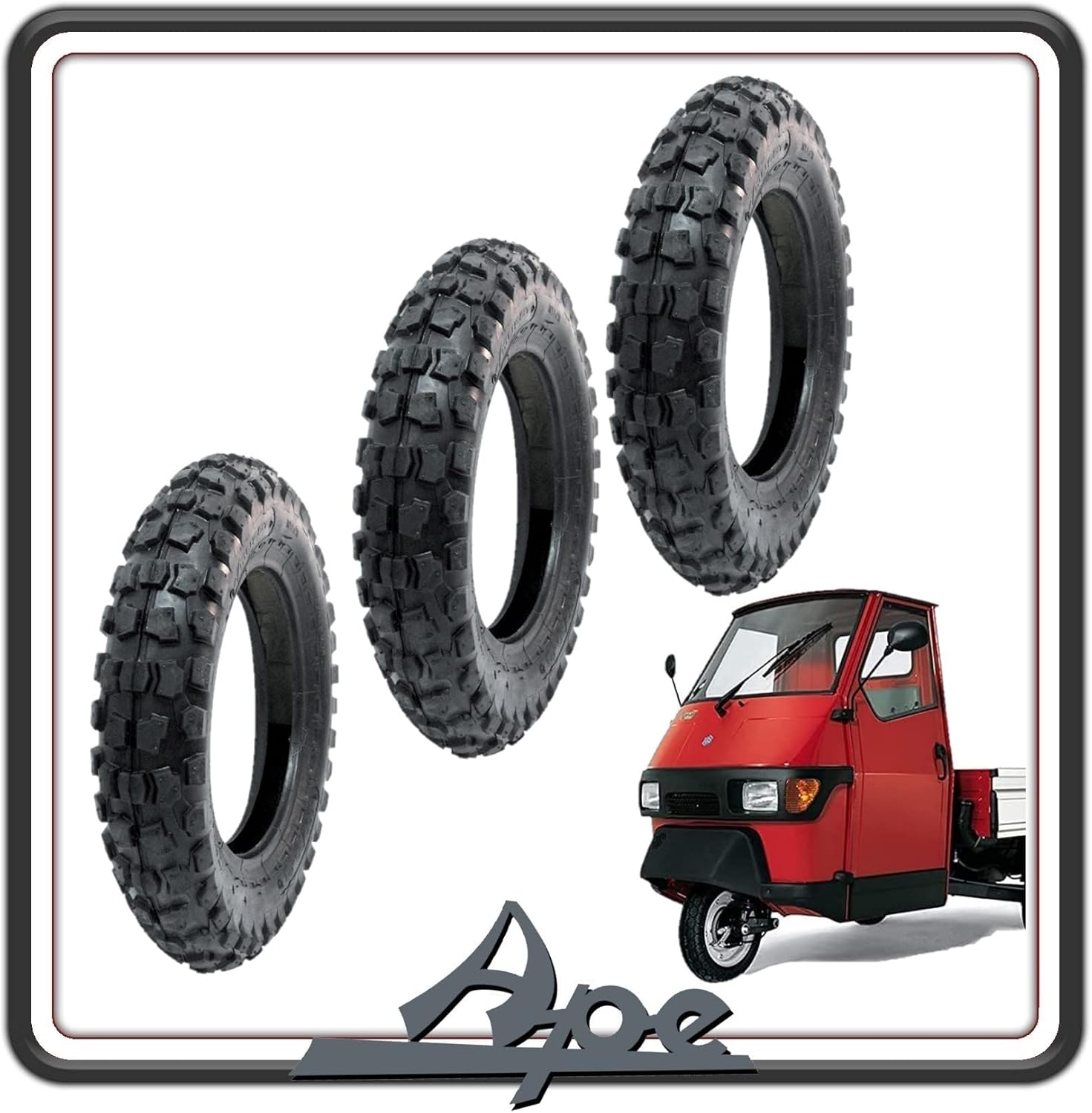 KIT 3 GOMME COPERTONE COPERTONI PNEUMATICI BATTISTRADA COPERTURA COPERTURE MISURA 100-90-10 PER APE 50 TUTTI I MODELLI