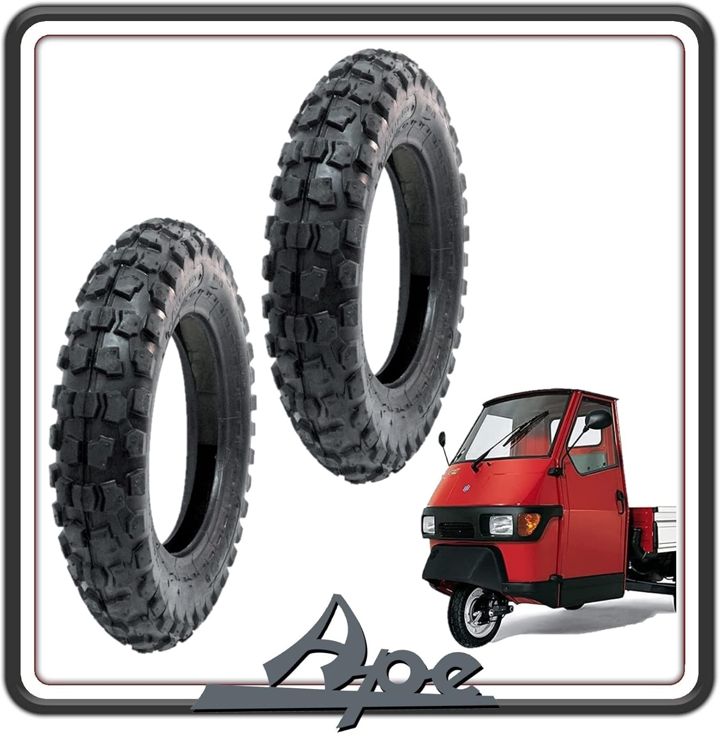 KIT 2 GOMME COPERTONE COPERTONI PNEUMATICI BATTISTRADA COPERTURA COPERTURE MISURA 100-90-10 PER APE 50 TUTTI I MODELLI.