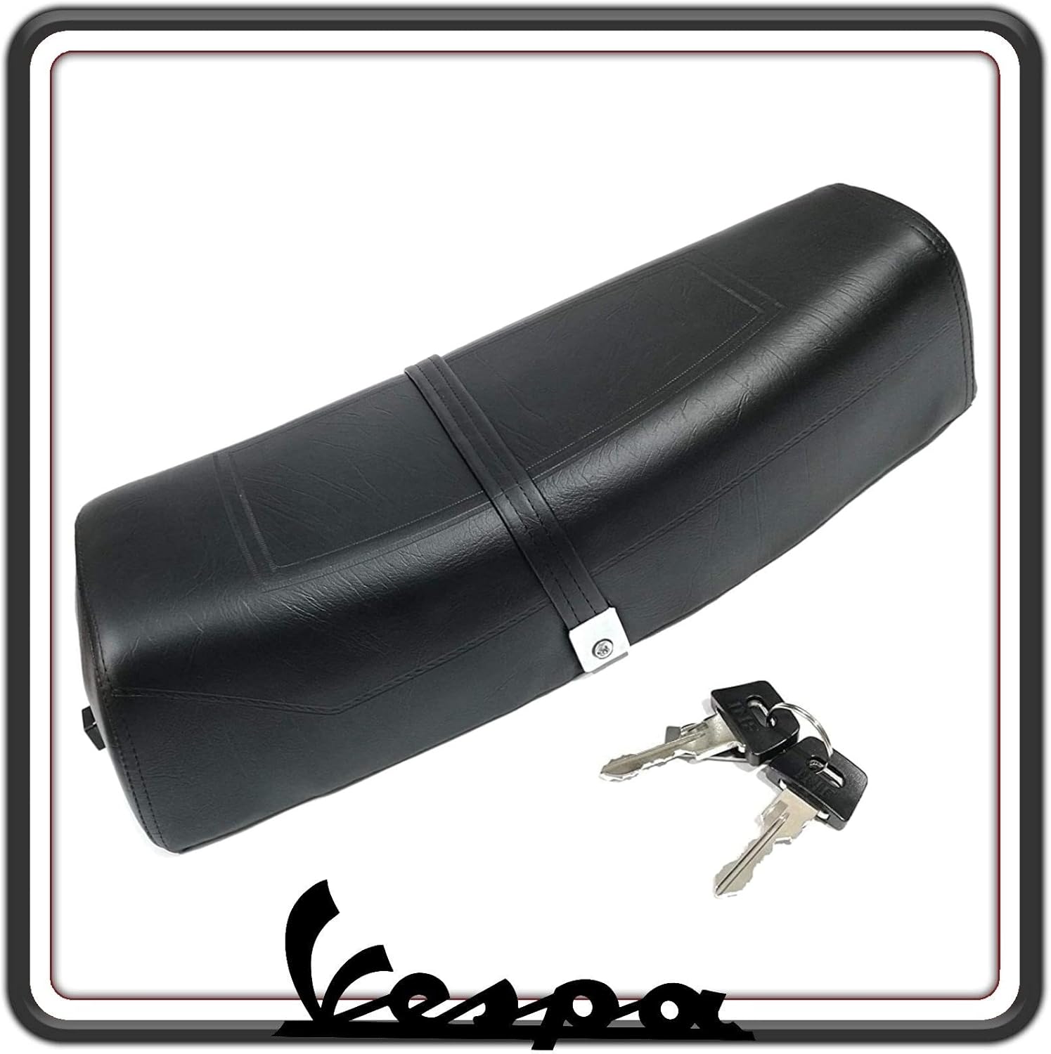 SELLA SELLONE SEDILE COLORE NERO CON SERRATURA CHIAVE PER VESPA PX 125 150 200 - VESPA ARCOBALENO.
