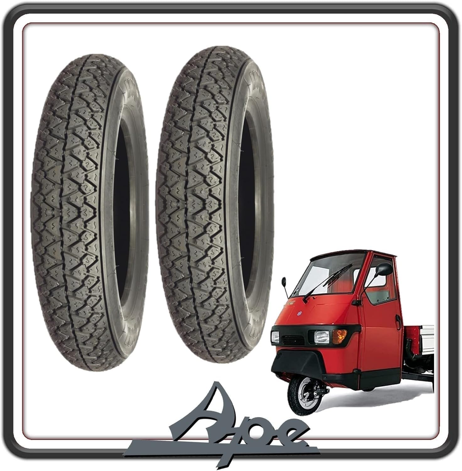 KIT 2 PNEUMATICO PNEUMATICI COPERTONI COPERTONE GOMME BATTISTRADA COPERTURE 100-90 -10  COMPATIBILI  PER APE 50 TUTTI I MODELLI