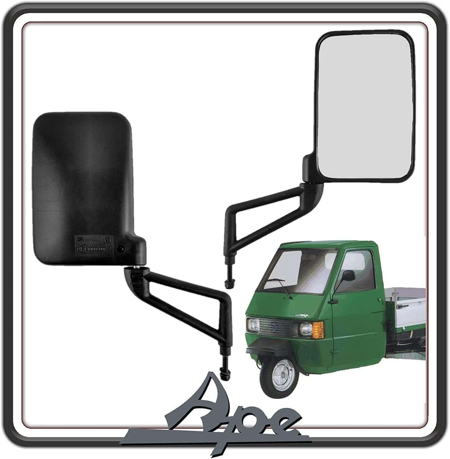 KIT COPPIA DUE SPECCHIETTI SPECCHIO SPECCHI SPECCHIETTO RETROVISORI SINISTRO E DESTRO PER PIAGGIO APE TM 703 - APE 602 - APE POKER ORIGINALI PIAGGIO 612342 - 612343