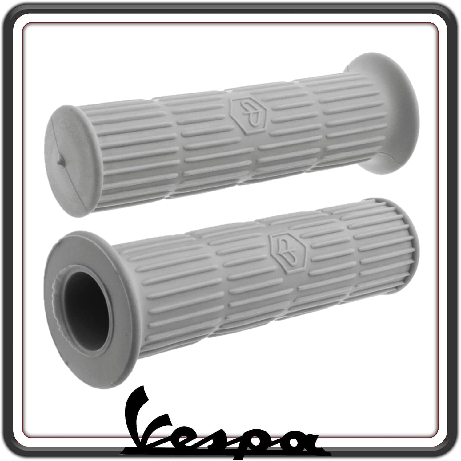 KIT COPPIA DUE MANOPOLE MANOPOLA COLORE GRIGIO COMPATIBILI CON PIAGGIO VESPA 50 SPECIAL - VESPA 125 PRIMAVERA - VESPA ET3.