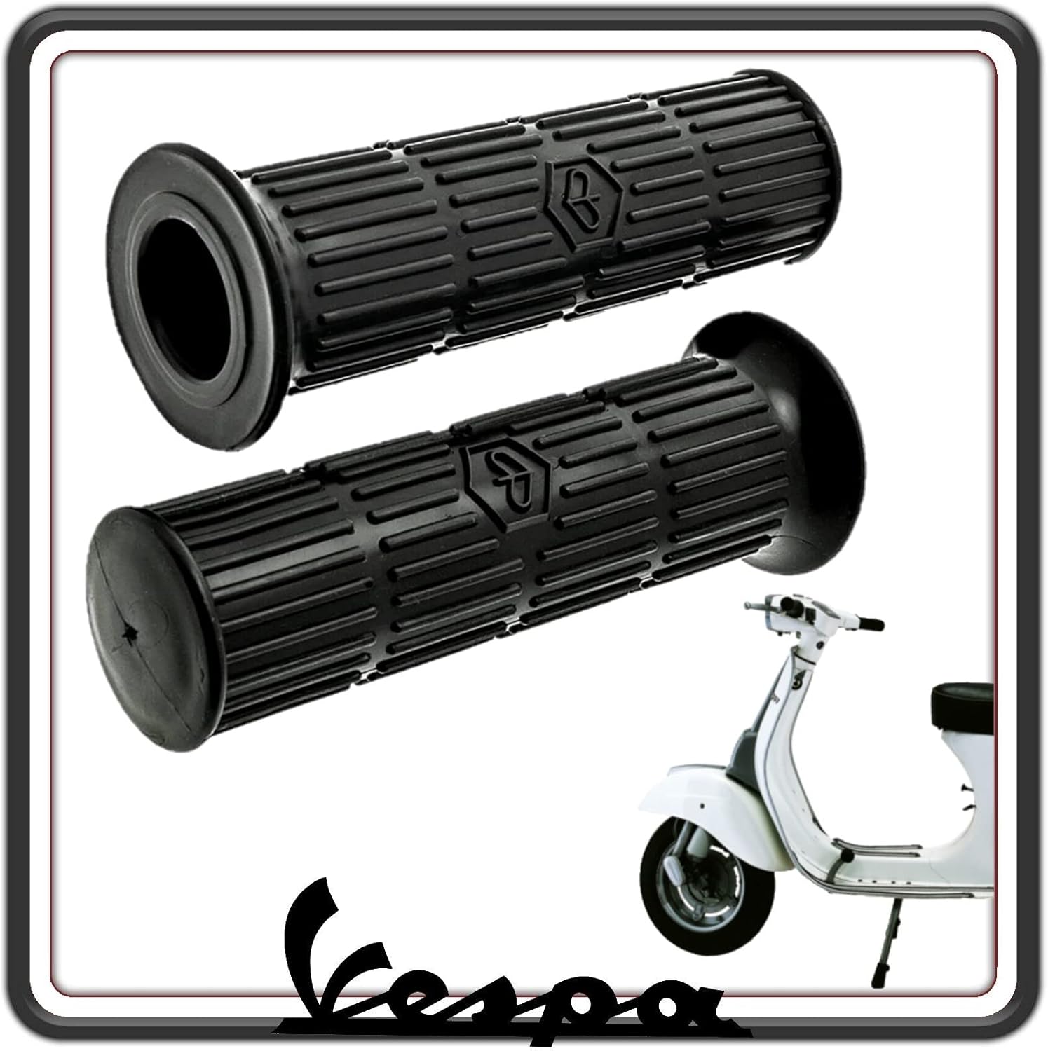 KIT COPPIA DUE MANOPOLE MANOPOLA COLORE NERO COMPATIBILI CON PIAGGIO VESPA 50 SPECIAL - 125 PRIMAVERA - ET3.