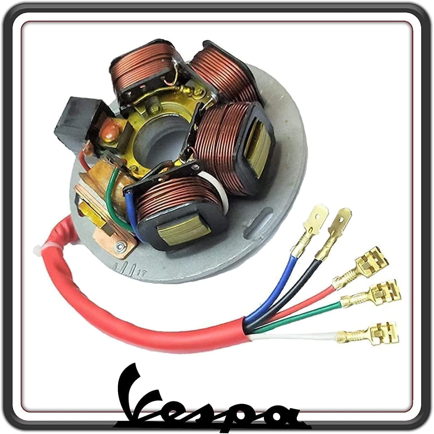 STATORE MAGNETE VOLANO COMPATIBILE PER PIAGGIO VESPA PX 125-150 - 200 SENZA AVVIAMENTO ELETTRICO - VESPA ARCOBALENO SENZA AVVIAMENTO ELETTRICO.