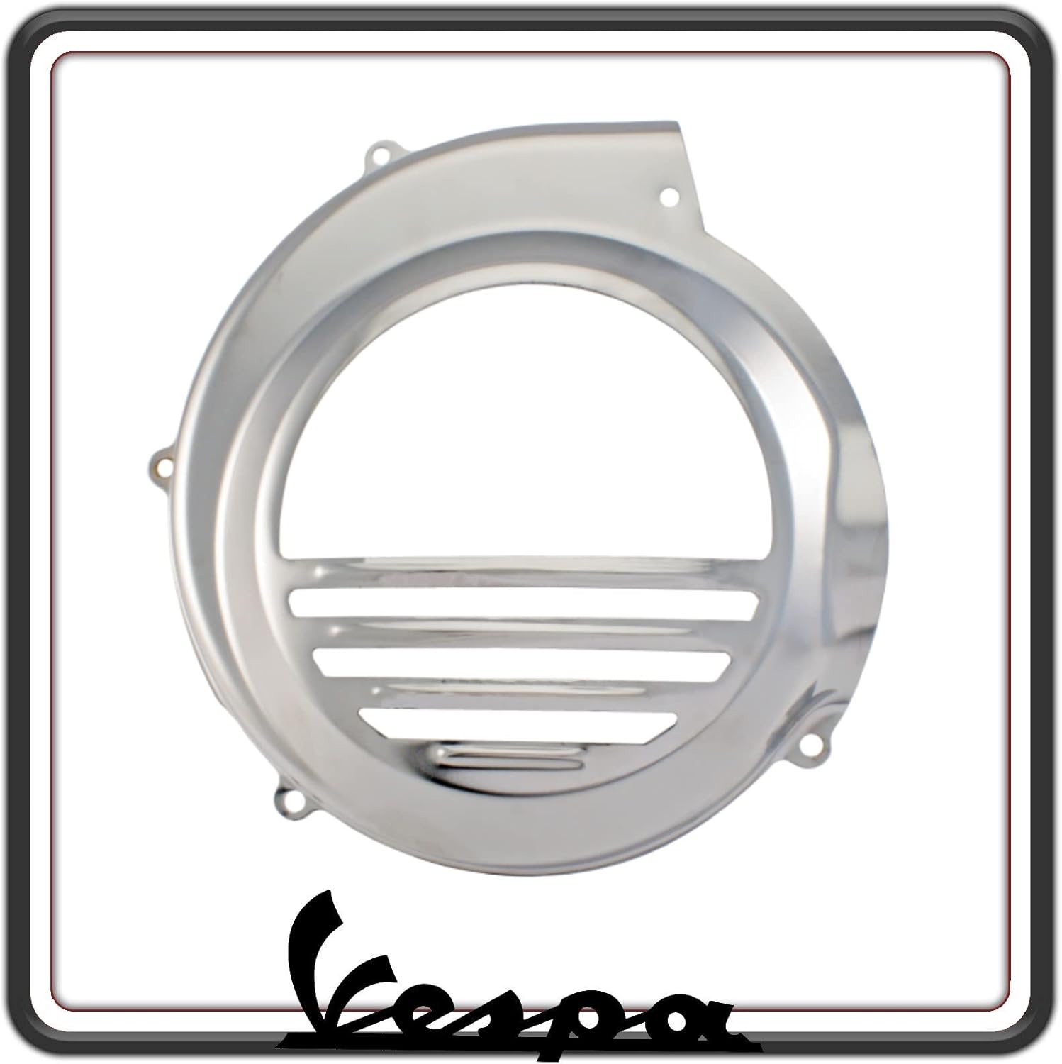 COPRIVENTOLA COPERCHIO VENTOLA COPRIVOLANO COPRI VOLANO CROMATO COMPATIBILE PER PIAGGIO VESPA PX TUTTI I MODELLI SENZA FRENO A DISCO FINO AL 1997 - VESPA ARCOBALENO SENZA FRENO A DISCO FINO AL 1997