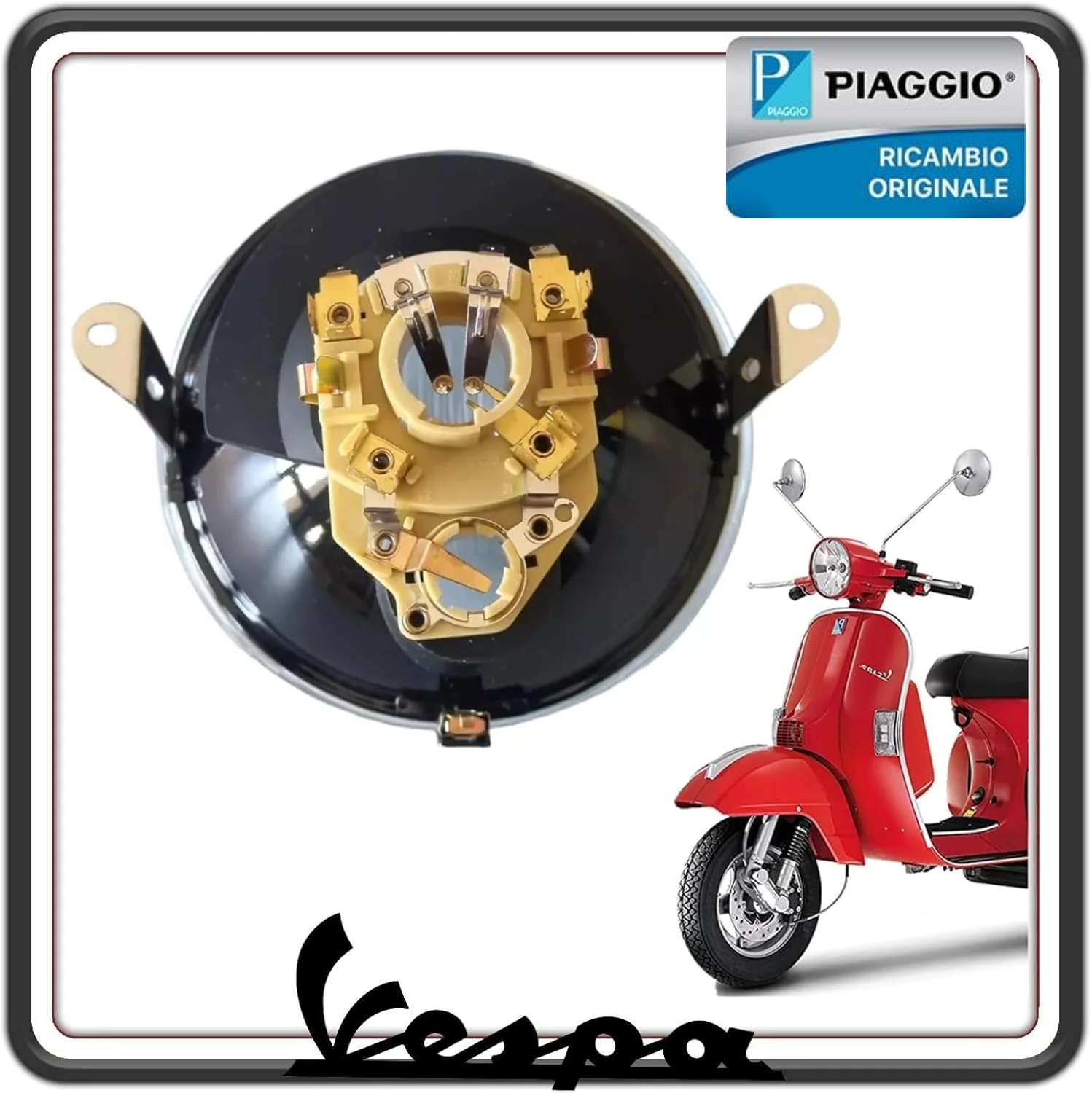 FARO FANALE GRUPPO OTTICO ANTERIORE PER PIAGGIO VESPA PX 125 DAL 1981 AL 2001 - VESPA PX 150 DAL 1998 AL 2005 - VESPA PX 200 FINO AL 2001 ORIGINALE PIAGGIO 1R000267