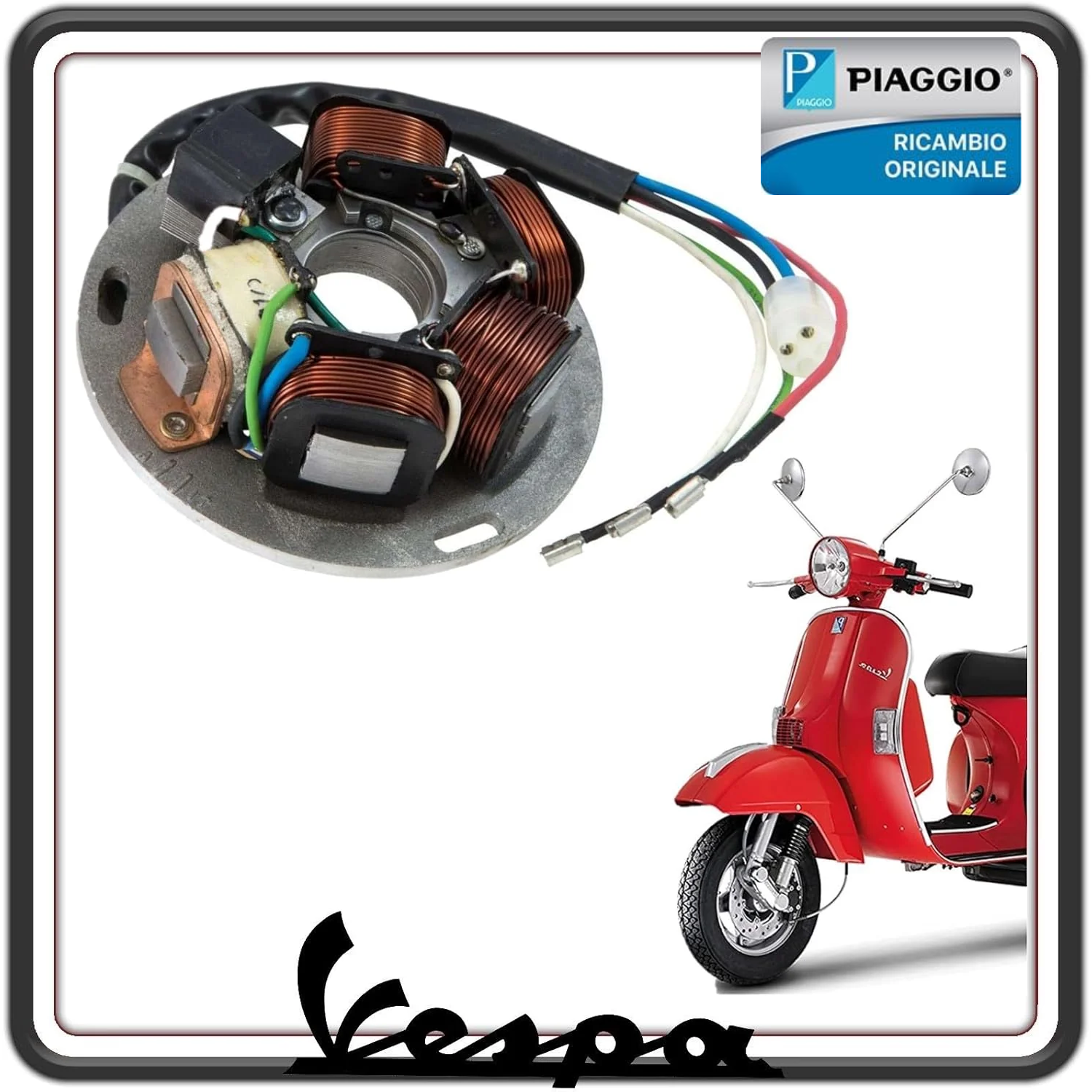 STATORE MAGNETE VOLANO PER PIAGGIO VESPA PX PE 125 150 200 CON ACCENSIONE ELETTRONICA - VESPA ARCOBALENO ELECTRONIC ORIGINALE PIAGGIO 497652