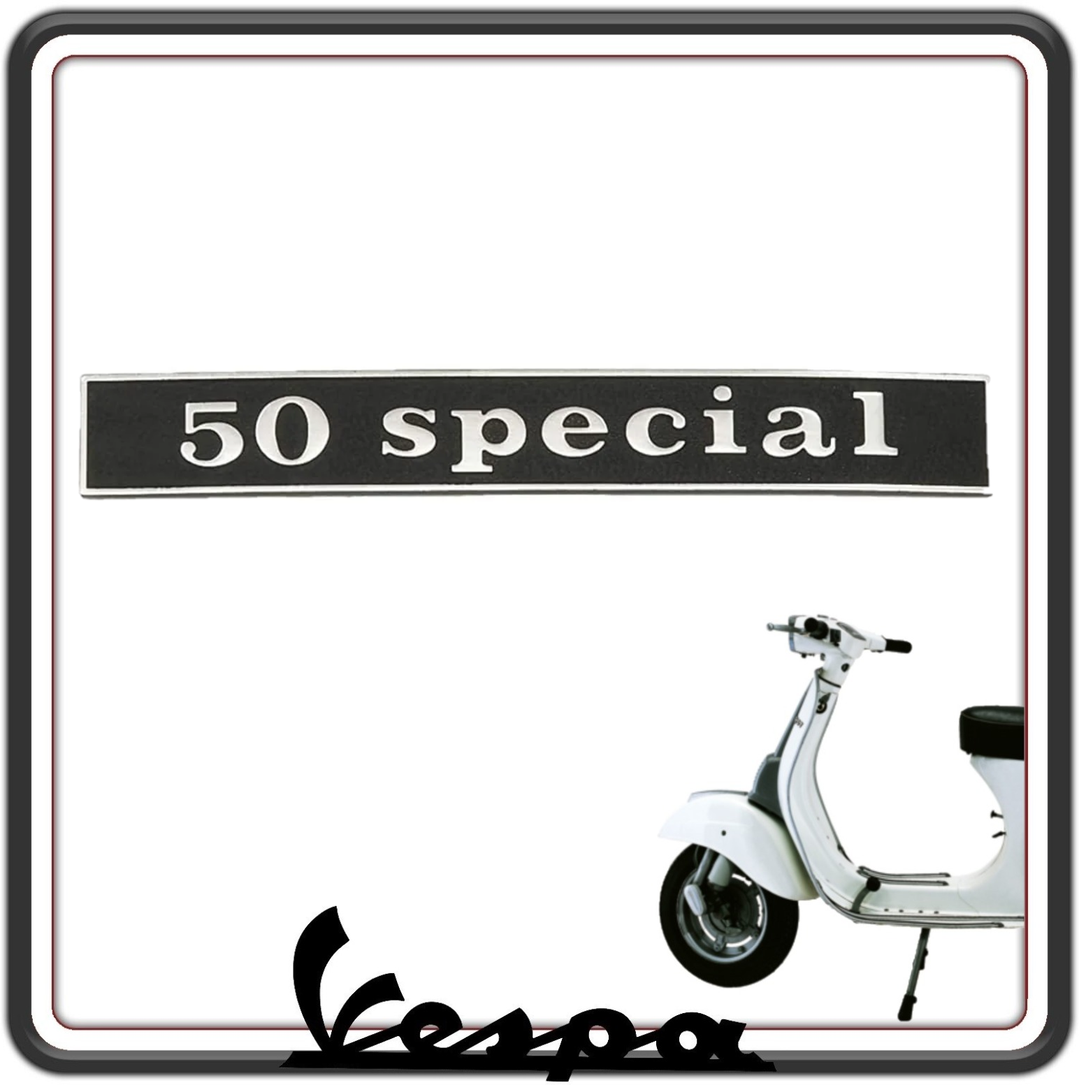TARGHETTA SCRITTA LOGO STEMMA 50 SPECIAL POSTERIORE COMPATIBILE PER VESPA 50 SPECIAL