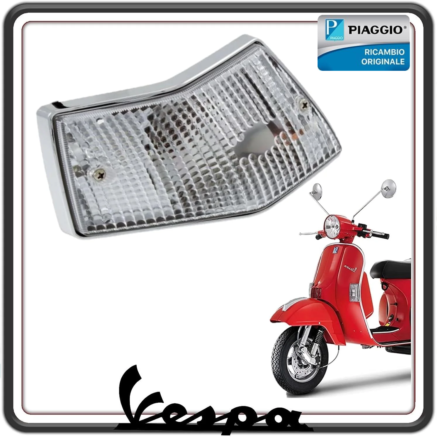FANALINO FRECCIA INDICATORE DI DIREZIONE POSTERIORE LATO SINISTRO COMPLETO VESPA PX 125 150 200 - VESPA ARCOBALENO - VESPA LML STAR ORIGINALE PIAGGIO 638763