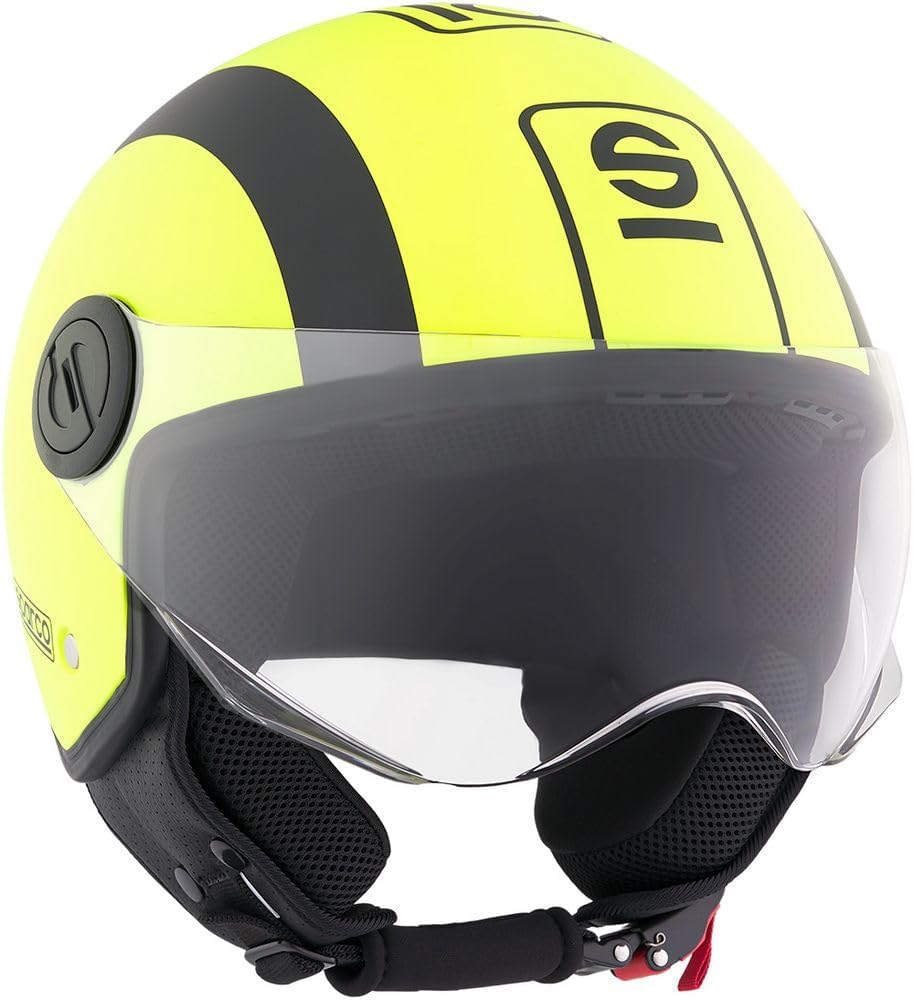 SPARCO RIDERS - CASCO DEMI JET SP601 GIALLO FLUO E NERO OPACO