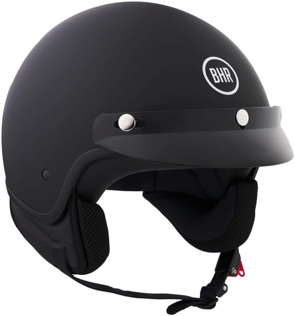 BHR - CASCO DEMI JET 839 3 BOTTONI NERO OPACO