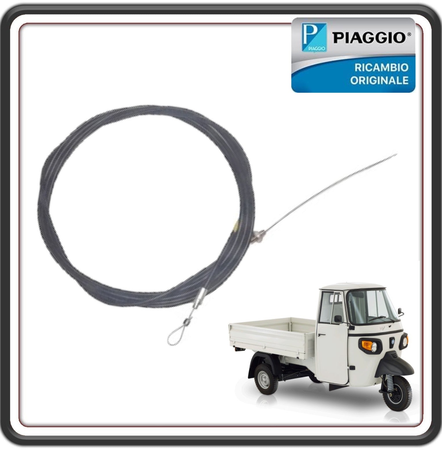 TRASMISSIONE FILO CAVO DECOMPRESSORE COMPLETO DI GUAINA PER PIAGGIO APE CLASSIC E2-E4 DAL 2014 AL 2021 - PIAGGIO APE CLASSIC VAN DAL 2019 AL 2021 ORIGINALE PIAGGIO B001518