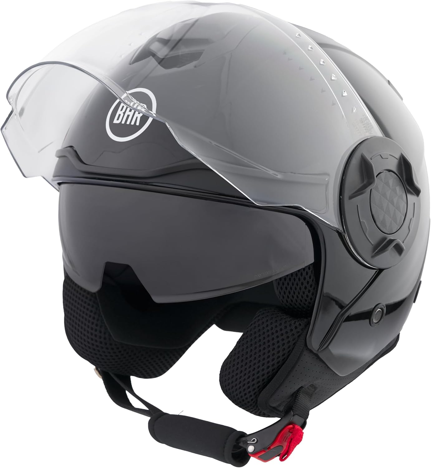 BHR - CASCO JET 830 FLASH NERO METALLIZZATO - DOPPIA VISIERA