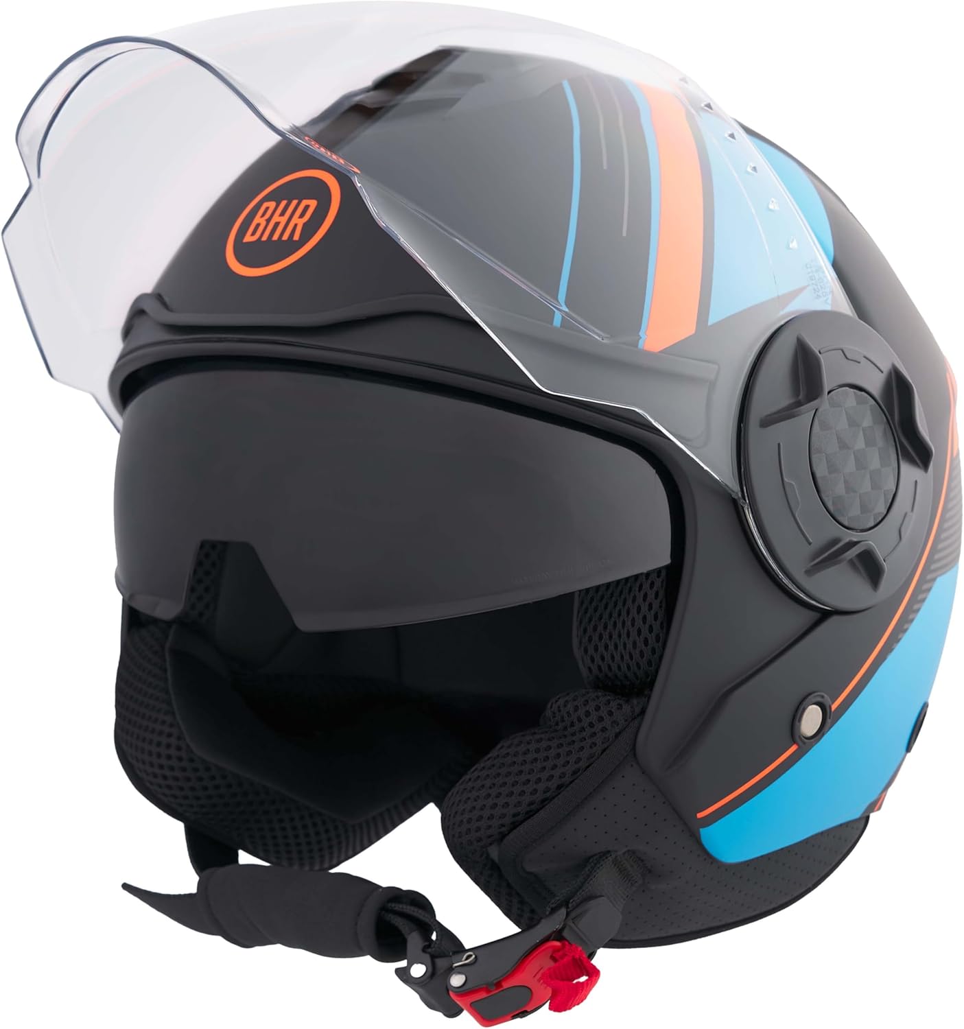 BHR - CASCO JET 830 FLASH COOL BLACK OPACO - DOPPIA VISIERA