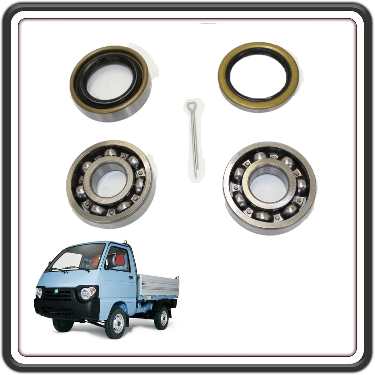 KIT CUSCINETTI A RULLI RUOTA ASSALE ANTERIORE COMPATIBILI PER PIAGGIO PORTER 1000 - PIAGGIO PORTER 1300 16V MOTORE DAIHATSU FINO AL 2009 - PIAGGIO PORTER 1200 -1400 DIESEL - PIAGGIO QUARGO TUTTI I MODELLI