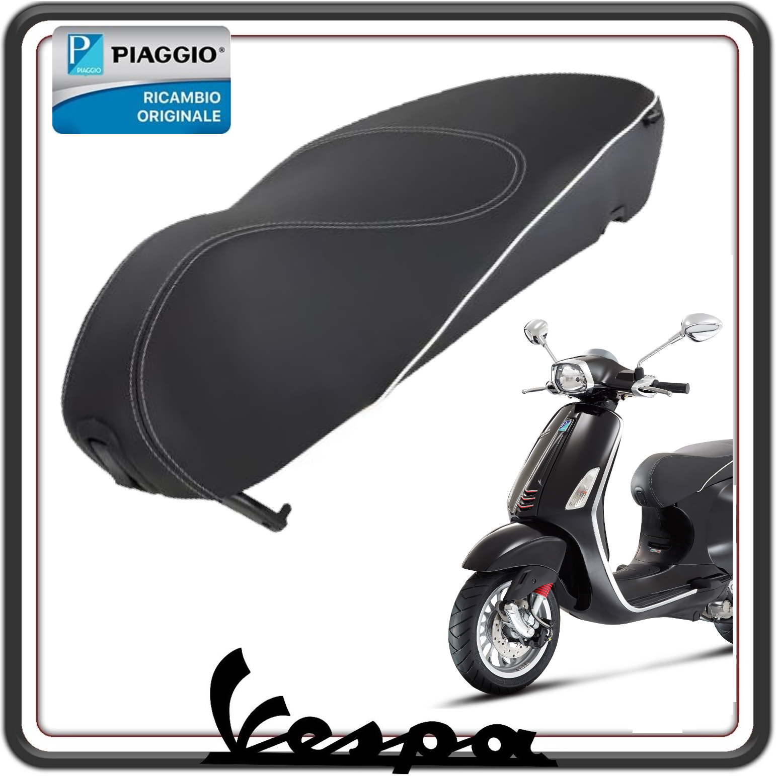SELLA SELLONE SEDILE COMPLETO DI CERNIERA PER PIAGGIO VESPA SPRINT 50 DAL 2014 AL 2017 ORIGINALE PIAGGIO 1B001317