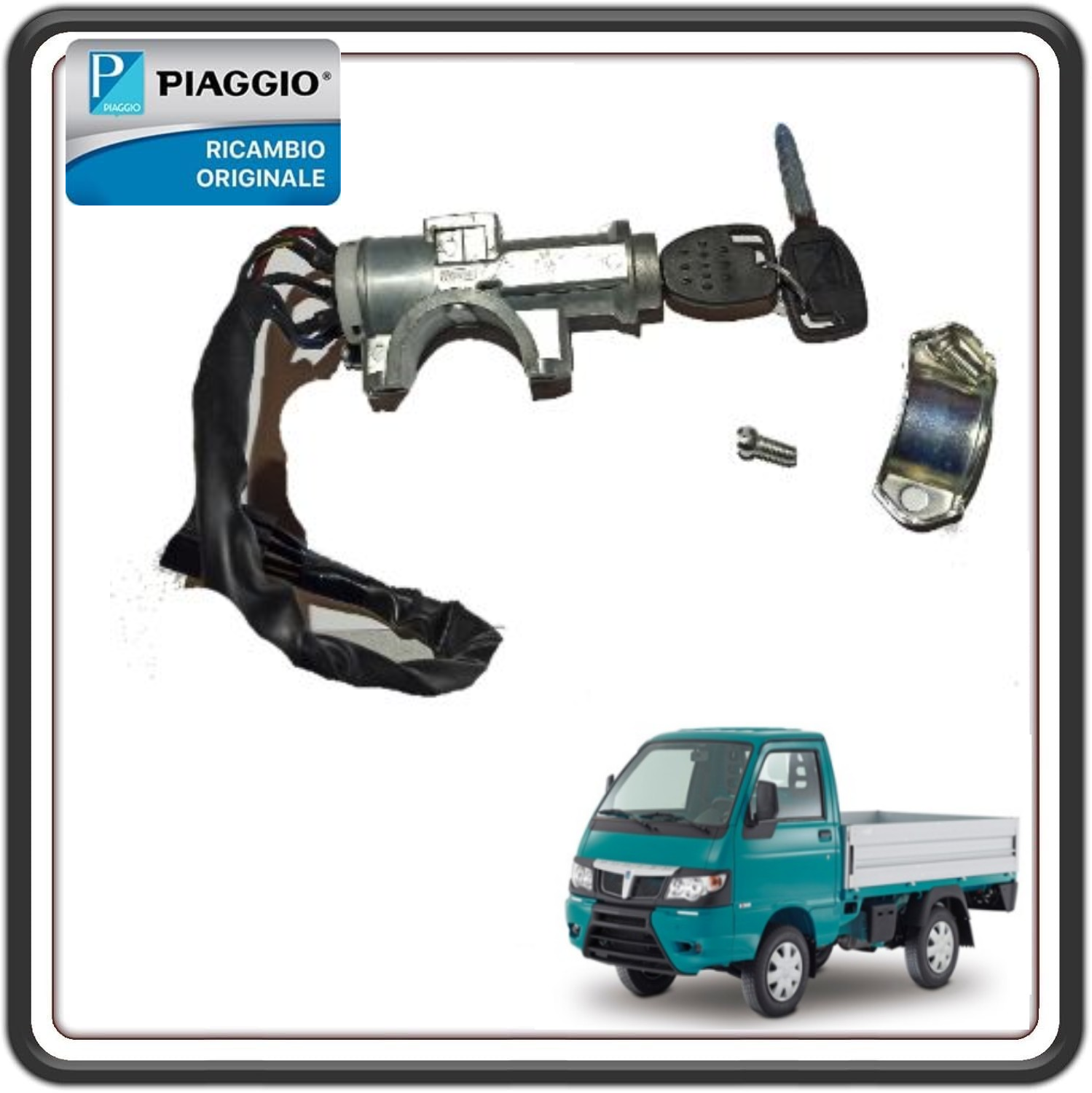 KIT BLOCCASTERZO CILNDRETTO COMMUTATORE QUADRO COMPLETO DI CHIAVI PER PIAGGIO PORTER MULTECH DAL 2010 IN POI - PIAGGIO PORTER D120 DAL 2010 IN POI ORIGINALE PIAGGIO 1E002643