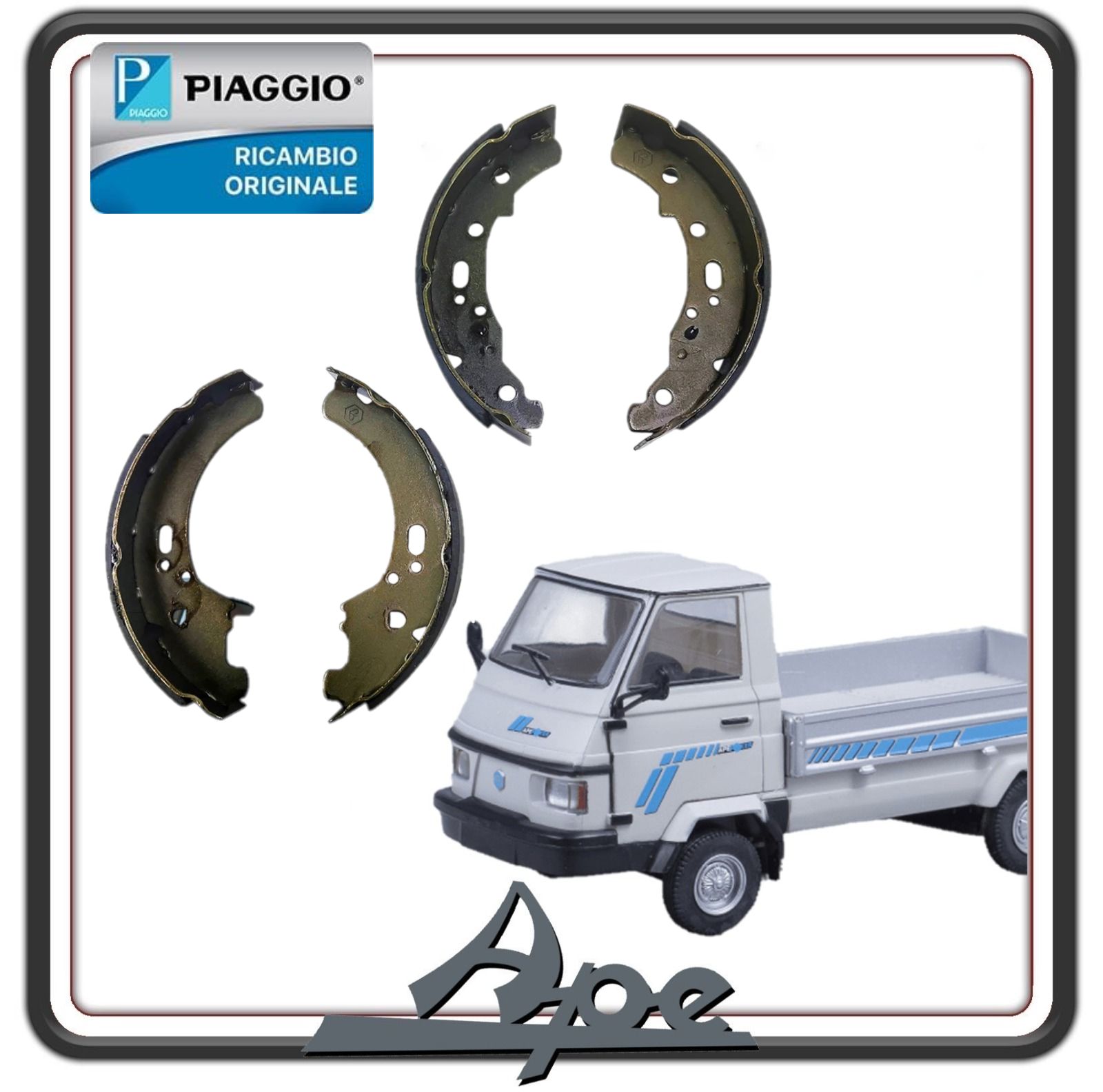 KIT SERIE GANASCE CEPPI FRENO ANTERIORI PER PIAGGIO APE POKER BENZINA E DIESEL TUTTI I MODELLI - PIAGGIO QUARGO TUTI I MODELLI ORIGINALE PIAGGIO 2681605