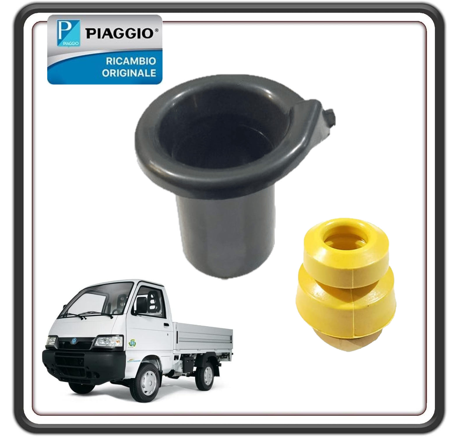 TAMPONE GOMMA AMMORTIZZATORE ANTERIORE COMPLETO DI PARAPOLVERE PER PIAGGIO PORTER TUTTI I MODELLI - PIAGGIO QUARGO DIESEL ORIGINALE PIAGGIO 658155 - 4855987Z01000