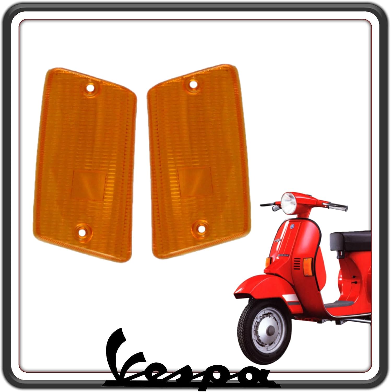 KIT 2 GEMMA GEMME VETRINI PLASTICA PLASTICHE FRECCE INDICATORI DI DIREZIONE POSTERIORI ARANCIO COMPATIBILE CON PIAGGIO VESPA FL 50 125 - FL2 HP 50 - VESPA PK XL 50 125 - PK XL RUSH - VESPA 50 N V5X5T