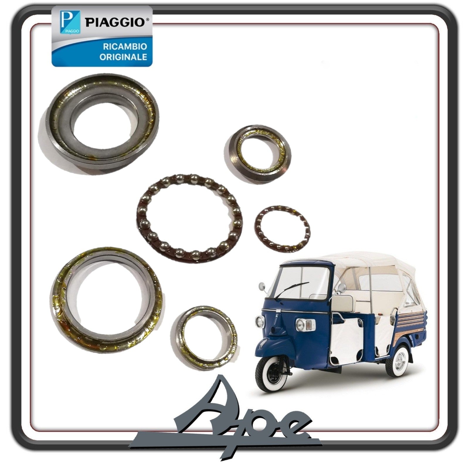 KIT RALLE CALOTTE CALOTTA STERZO INFERIORE E SUPERIORE APE CALESSINO ORIGINALE PIAGGIO