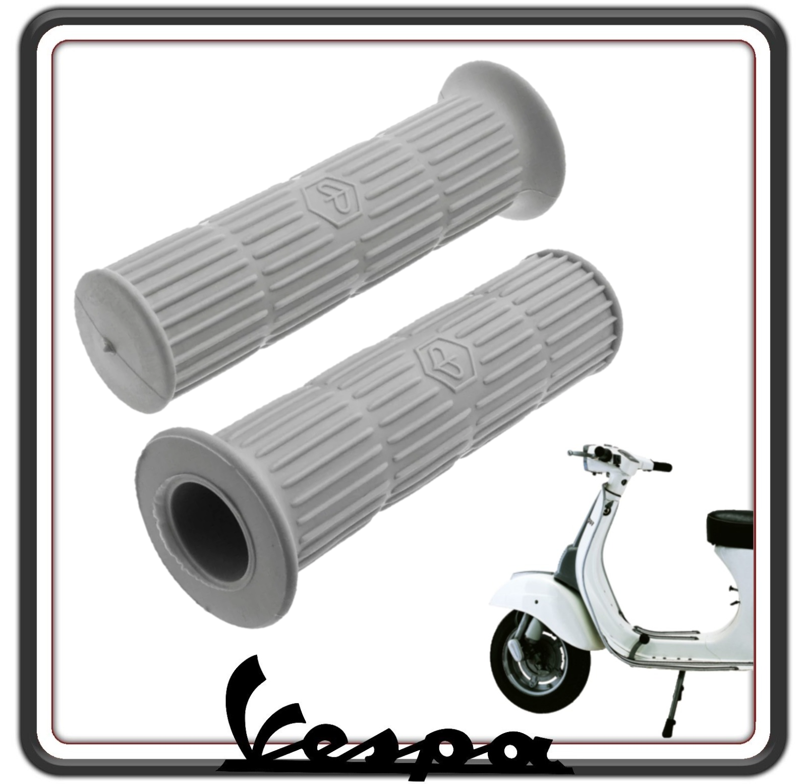 KIT COPPIA DUE MANOPOLE MANOPOLA COLORE GRIGIO COMPATIBILI CON PIAGGIO VESPA 50 SPECIAL - VESPA 125 PRIMAVERA - VESPA ET3.