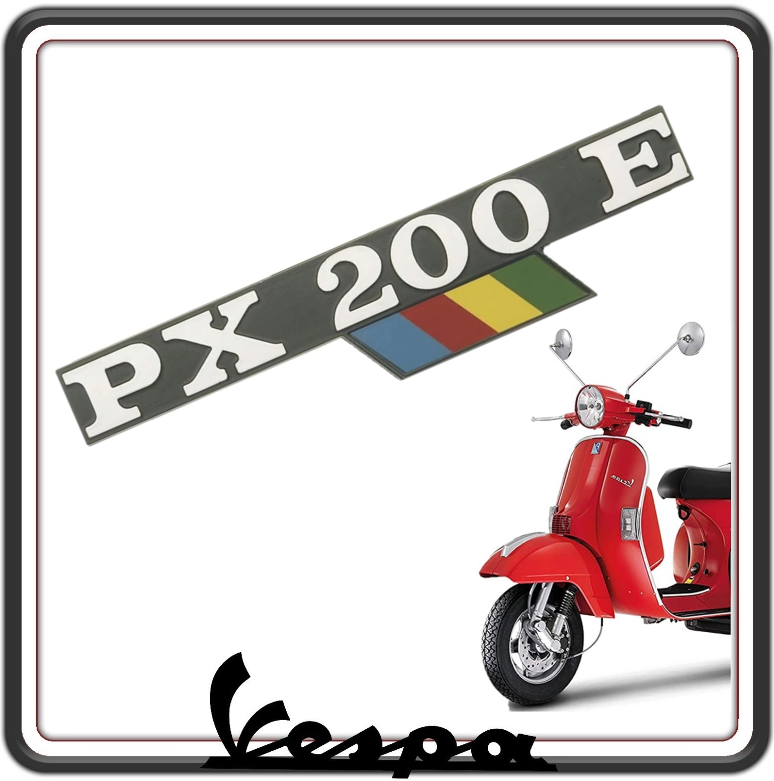 TARGHETTA SCRITTA LOGO STEMMA COFANO LATERALE PER VESPA PX 200 E