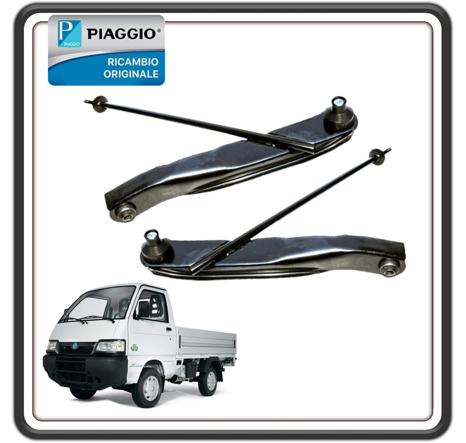 KIT COPPIA 2 BRACCIO BRACCI BRACCETTI SOSPENSIONE SOSPENSIONI OSCILLANTI PER PIAGGIO PORTER 1000 - PORTER 1300 FINO AL 2009 - PORTER 1200 1400 DIESEL - PIAGGIO QUARGO ORIGINALE PIAGGIO B007555 - B007554