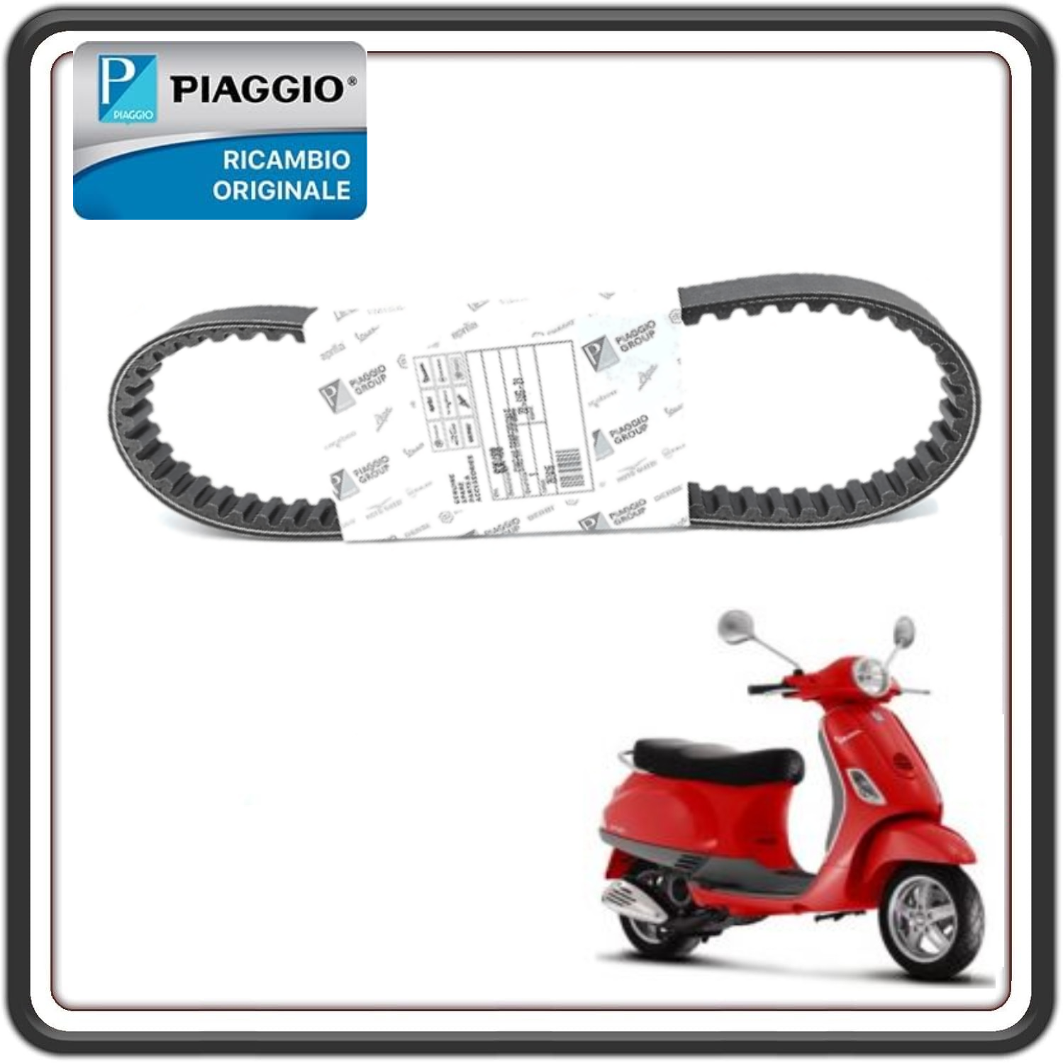 CINGHIA TRASMISSIONE DISTRIBUZIONE TRAPEZOIDALE ORIGINALE PER PIAGGIO VESPA LX 50 2T - LX 50 4T - PIAGGIO ZIP ORIGINALE PIAGGIO 830488